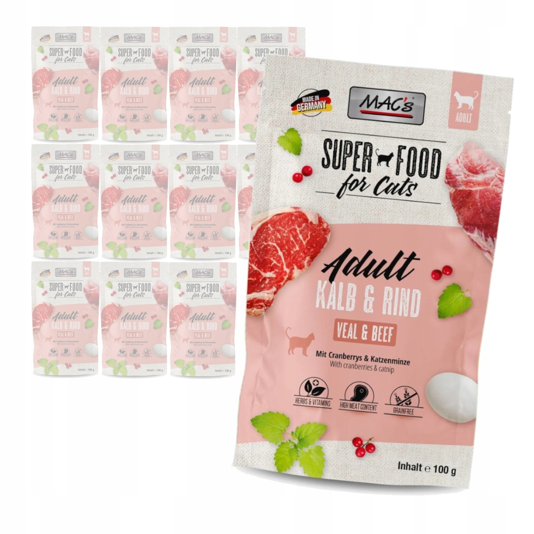 MAC's Cat Mokré Krmivo Pro Kočky Telecí a hovězí maso 12x100 g