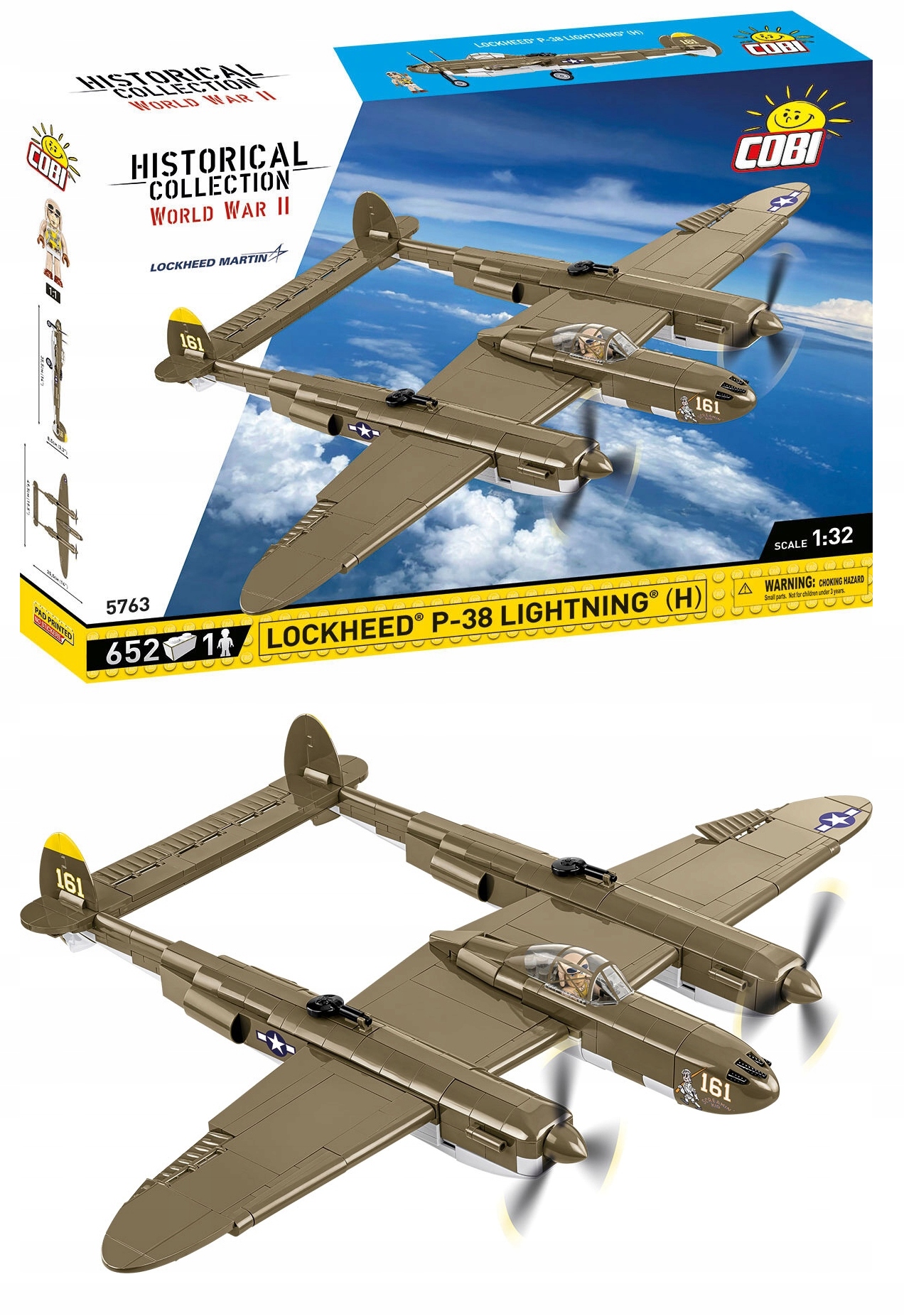 Klocki Cobi 5763 Samolot Lockheed P-38H Lightning Hc WW2 652 El.