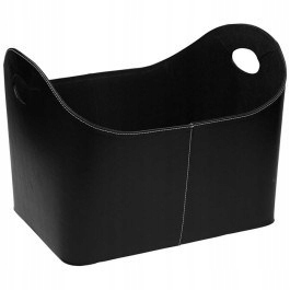 Kosz drewno BLACK DUE kominka eko skórzany