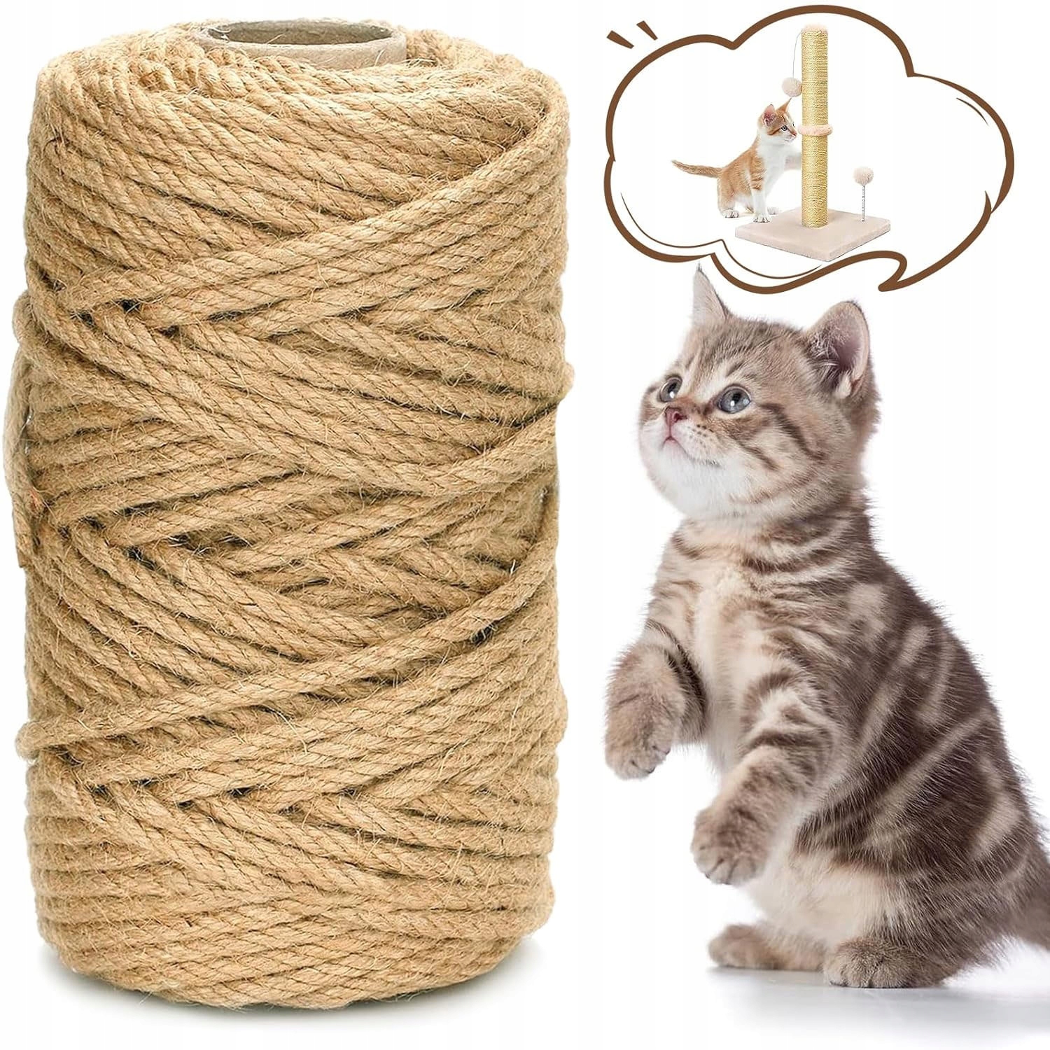 Sisalové Lano 8 MM 100 M Šňůra Na Škrabadlo Pro Kočky Přírodní Eko Odolná