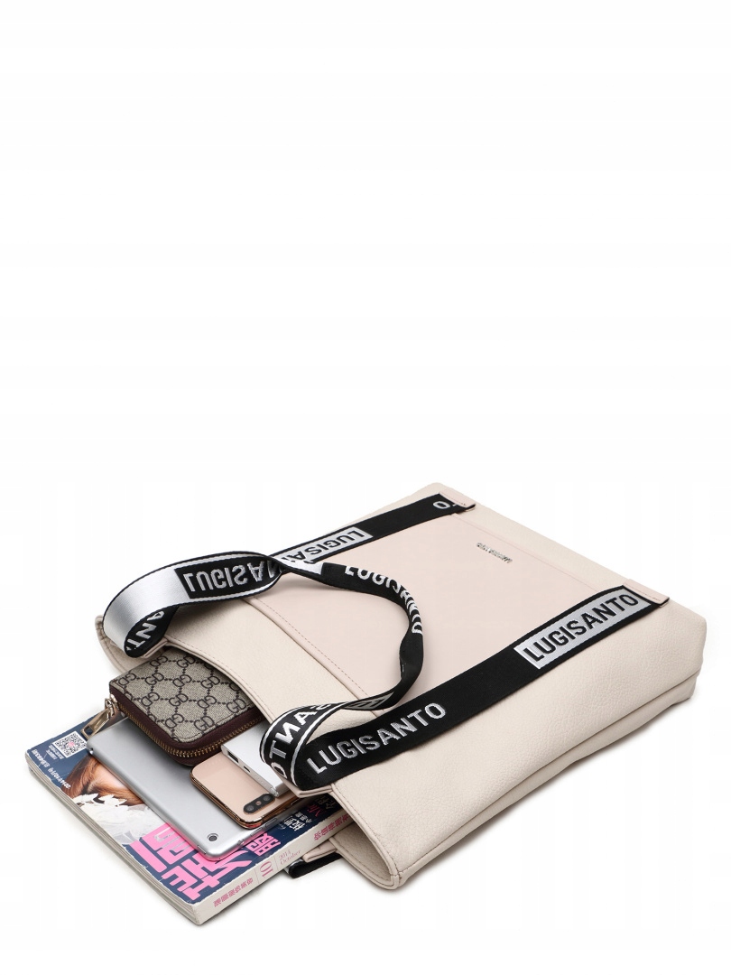 Torebka Damska LUIGISANTO 6382 Beige Wielkość duża (mieszcząca A4)