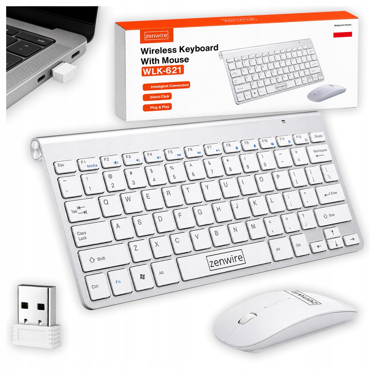 KLAWIATURA I MYSZKA BEZPRZEWODOWA MYSZ ZESTAW USB MINI SLIM do laptop TV PC