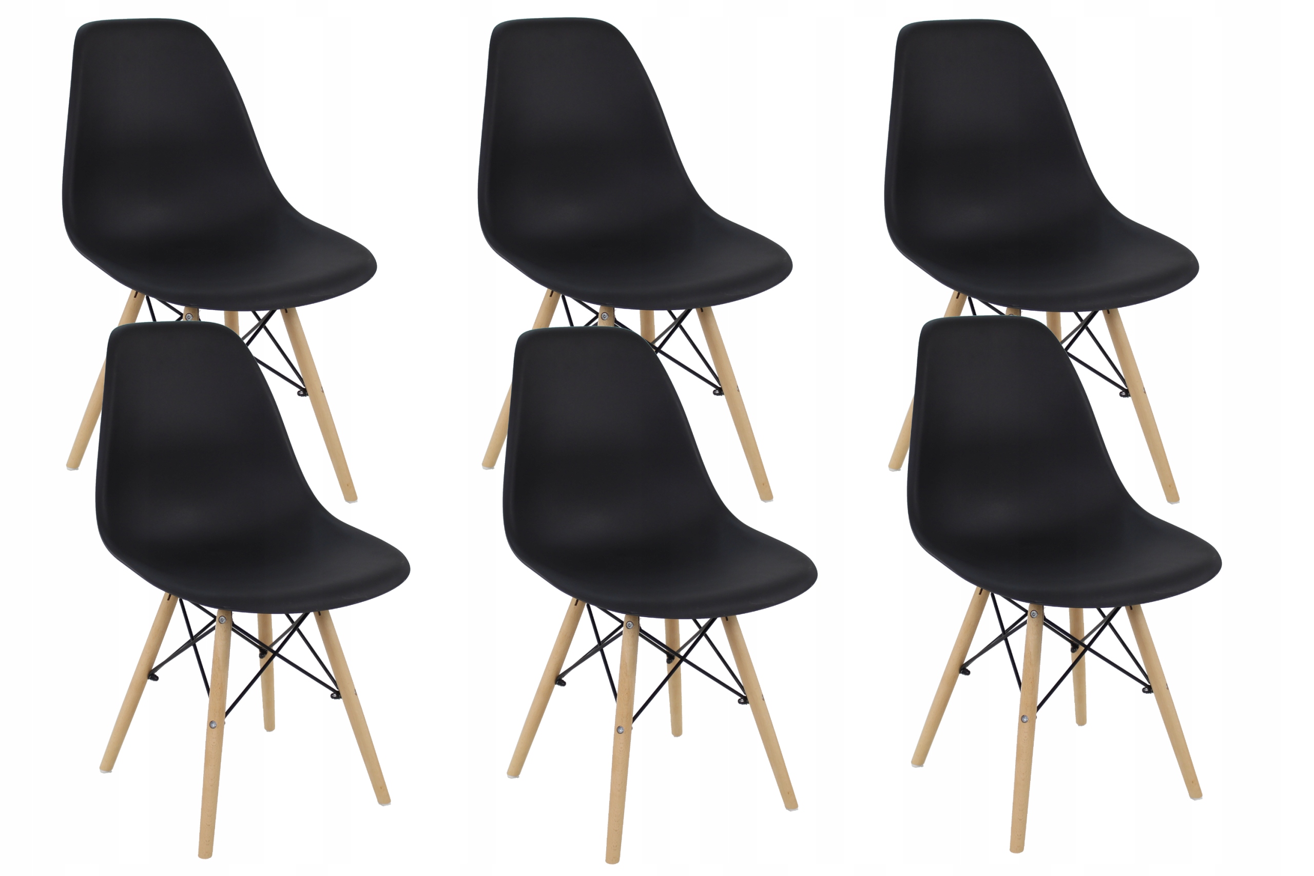 Rozkładany stół czarny blat kraft+6 krzeseł czarne Wysokość siedziska 42 cm