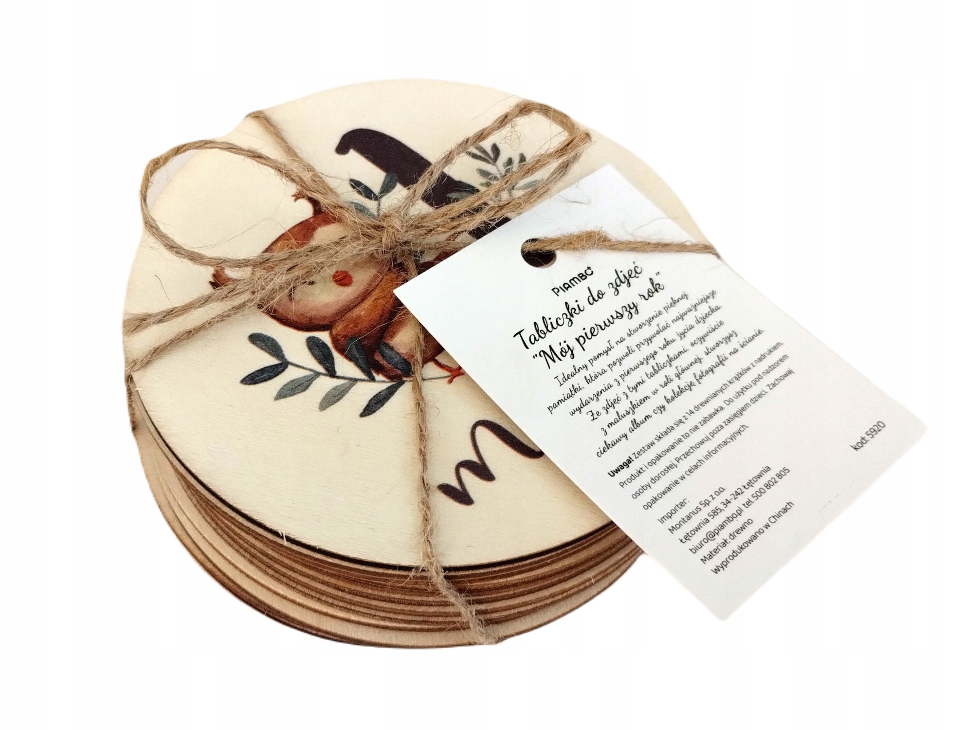 TABLICZKI KARTY DO ZDJĘĆ Z MIESIĄCAMI DREWNIANE FOTO SESJA PREZENT 14 SZT Marka Piambo