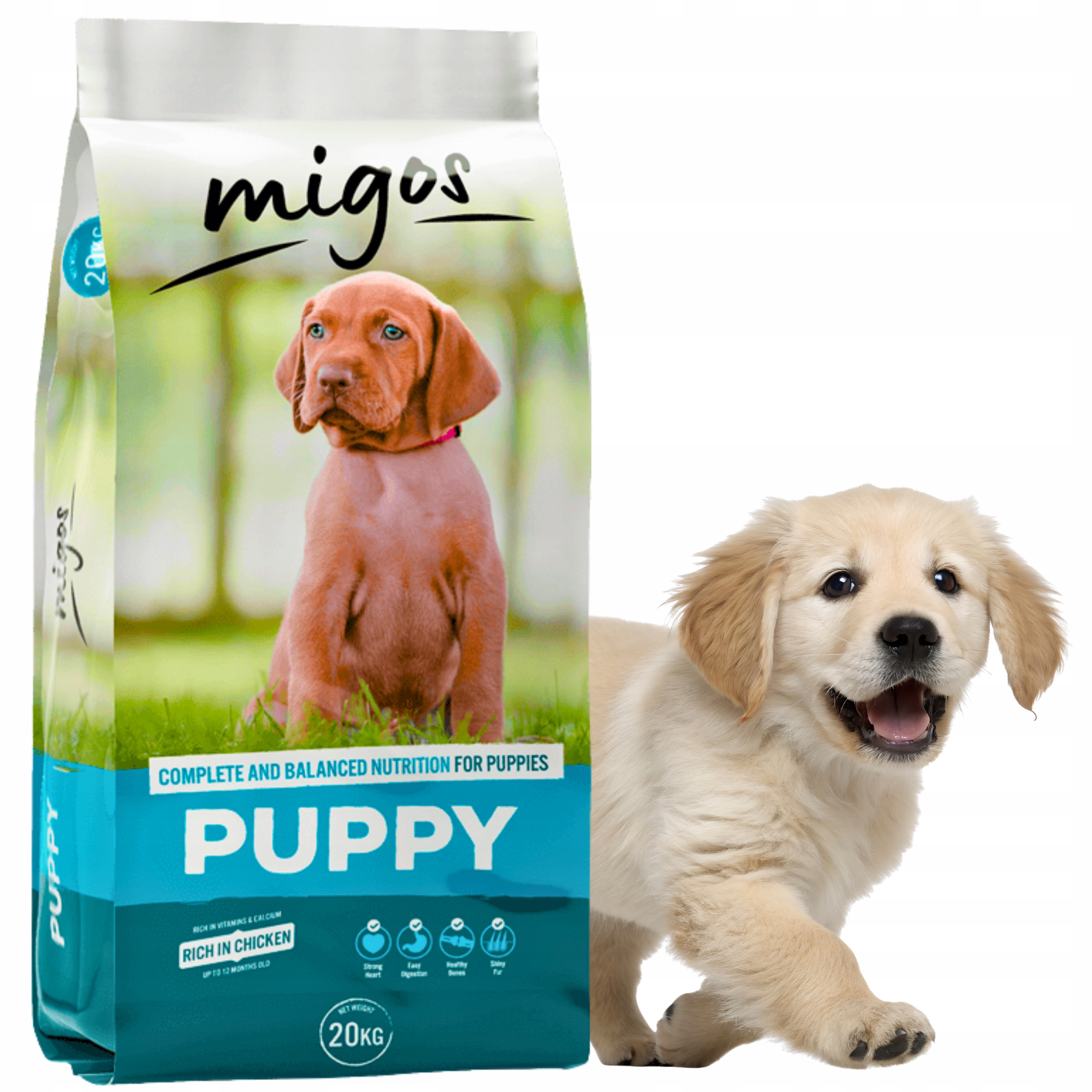 Levně Suché Krmivo pro štěňata a feny v laktaci s kuřecím masem Migos Puppy 20 kg