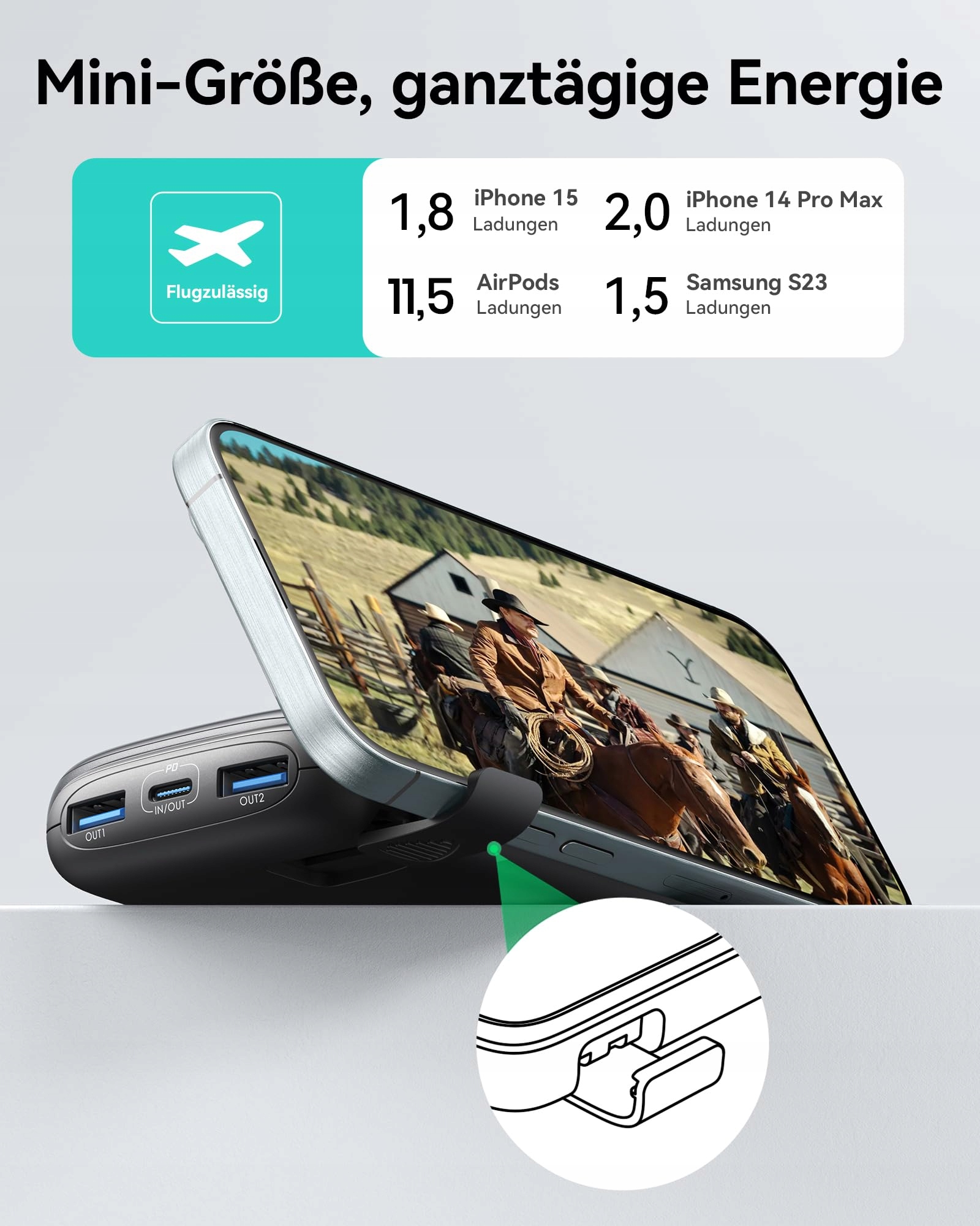 INIU Power Bank 22.5W 10000mAh USB C iPhone Samsung iPad — miniatura 6