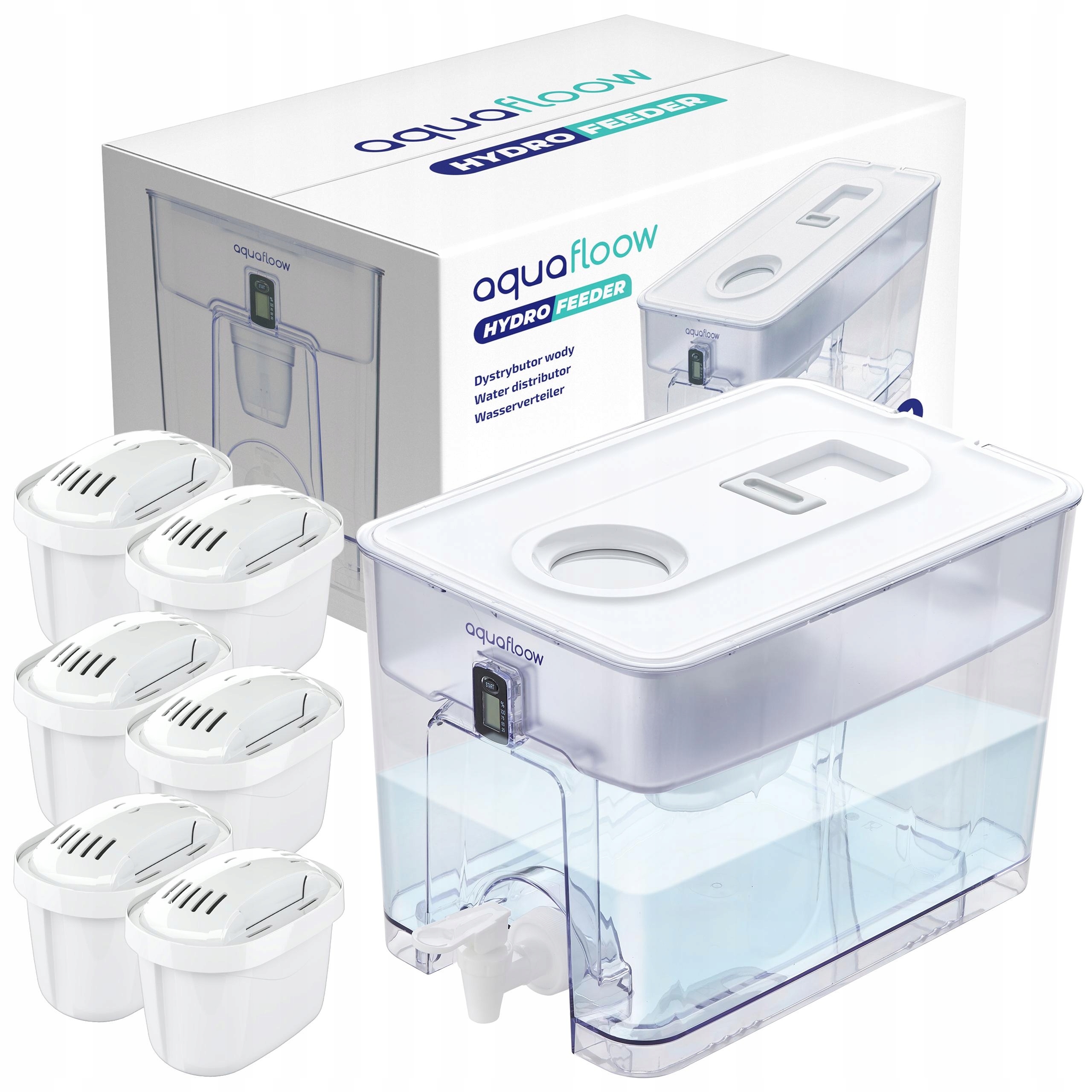AquaFloow velká XL filtrační konvice filtrační konvice vody o objemu 9,5 l 6 filtrů