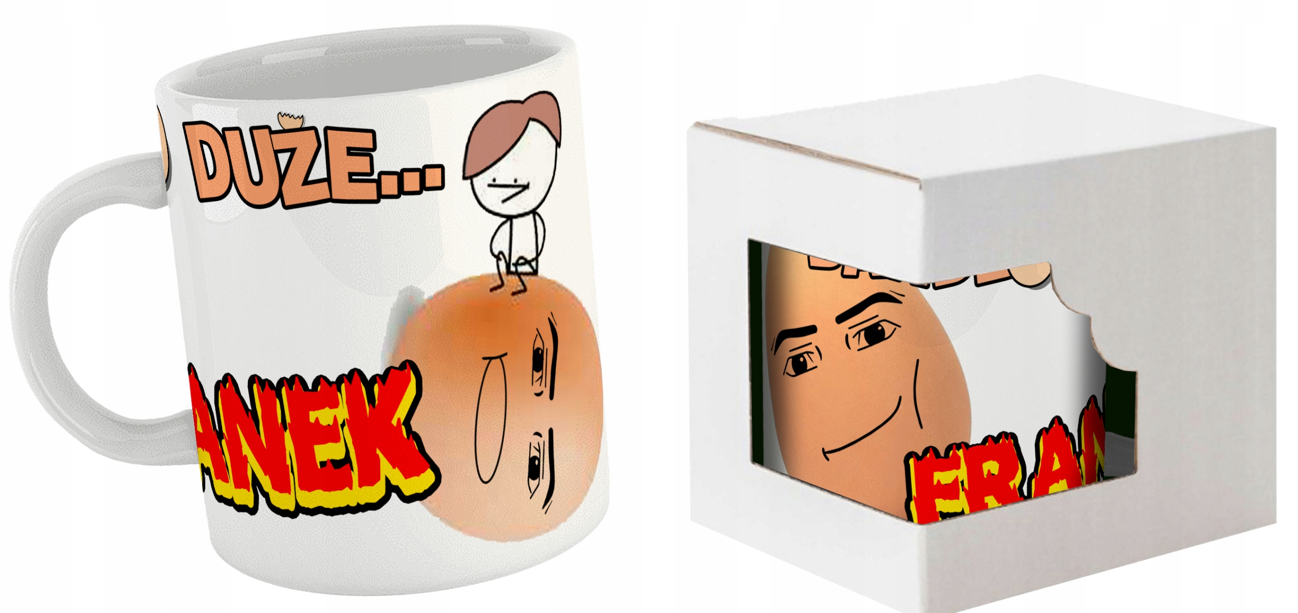 ZESTAW KUBEK + PODUSZKA BARDZO DUŻE JAJKO - TWOJE IMIĘ KSYWKA Kod producenta SALABANDA