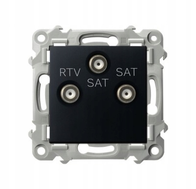 Rtv-sat zásuvka se dvěma Sat výstupy, černá Ospel, Safír GPA-Z2S/m/33