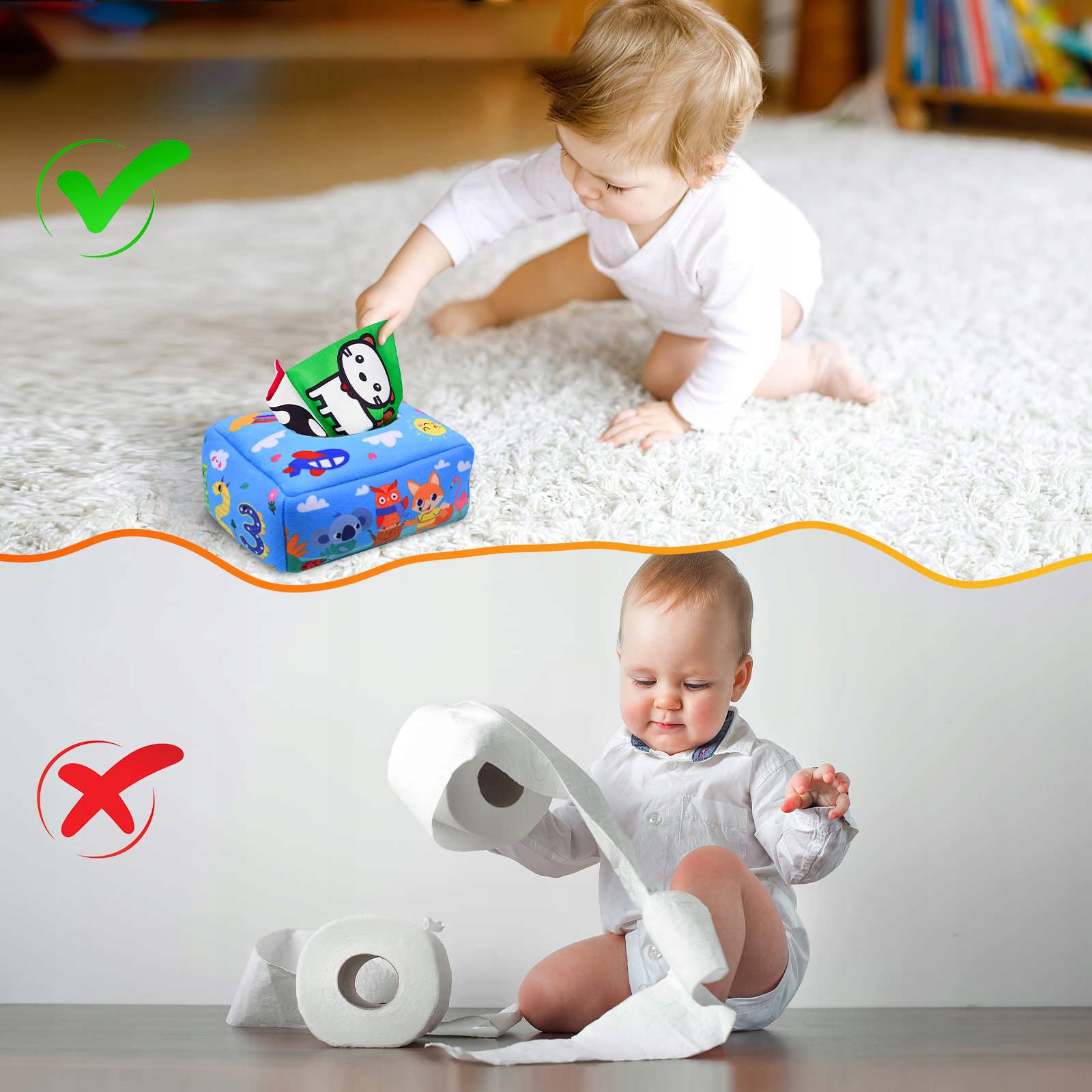 SORTER PUDEŁKO Z CHUSTECZKAMI ZWIERZĄTKA PLUSZOWE MONTESSORI SENSORYCZNE Minimalny wiek dziecka 5