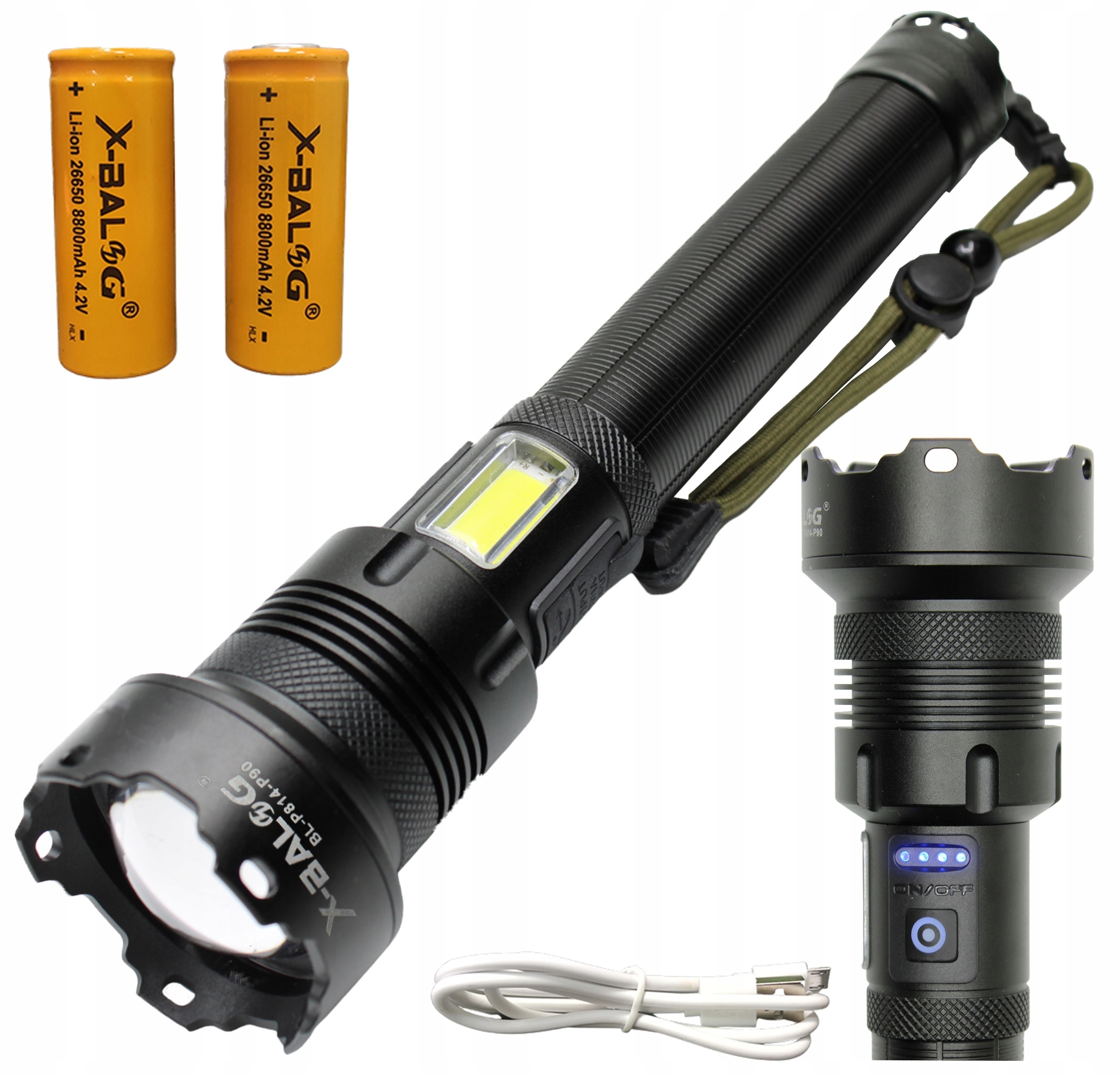 Výkonná Taktická Led Svítilna P90 Zoom Cree Reflektor