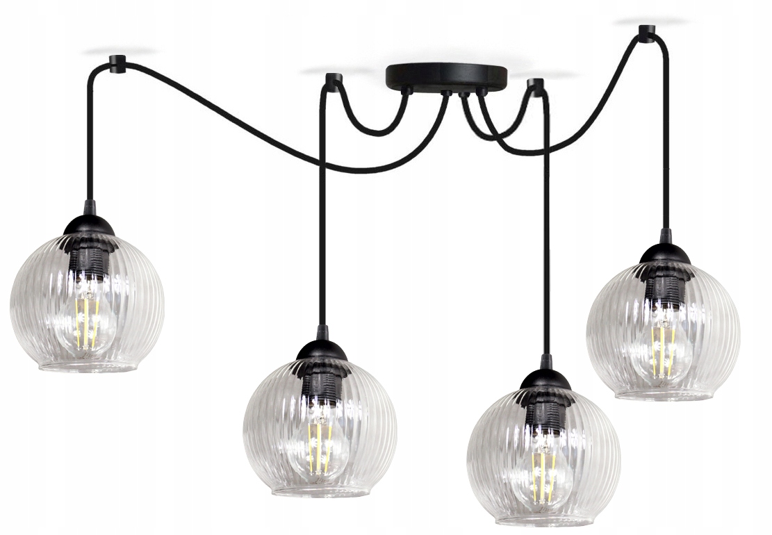 Lustr závěsná lampa Pavouk Klosz rýhovaná stropní lampa do obývacího pokoje loft