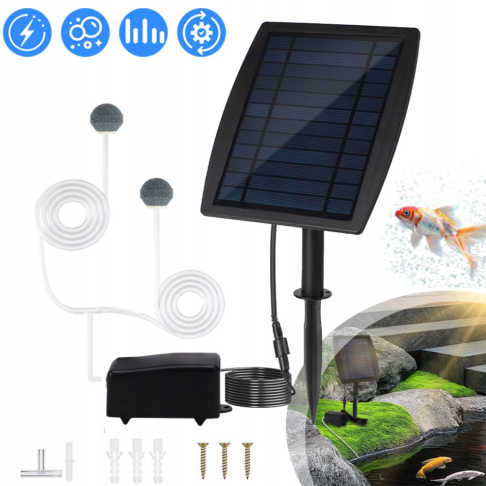 2,5W Pompa Tlenowa Do Stawu Solarnego, Napowietrzacz Stawu Z Rurą Tlenową