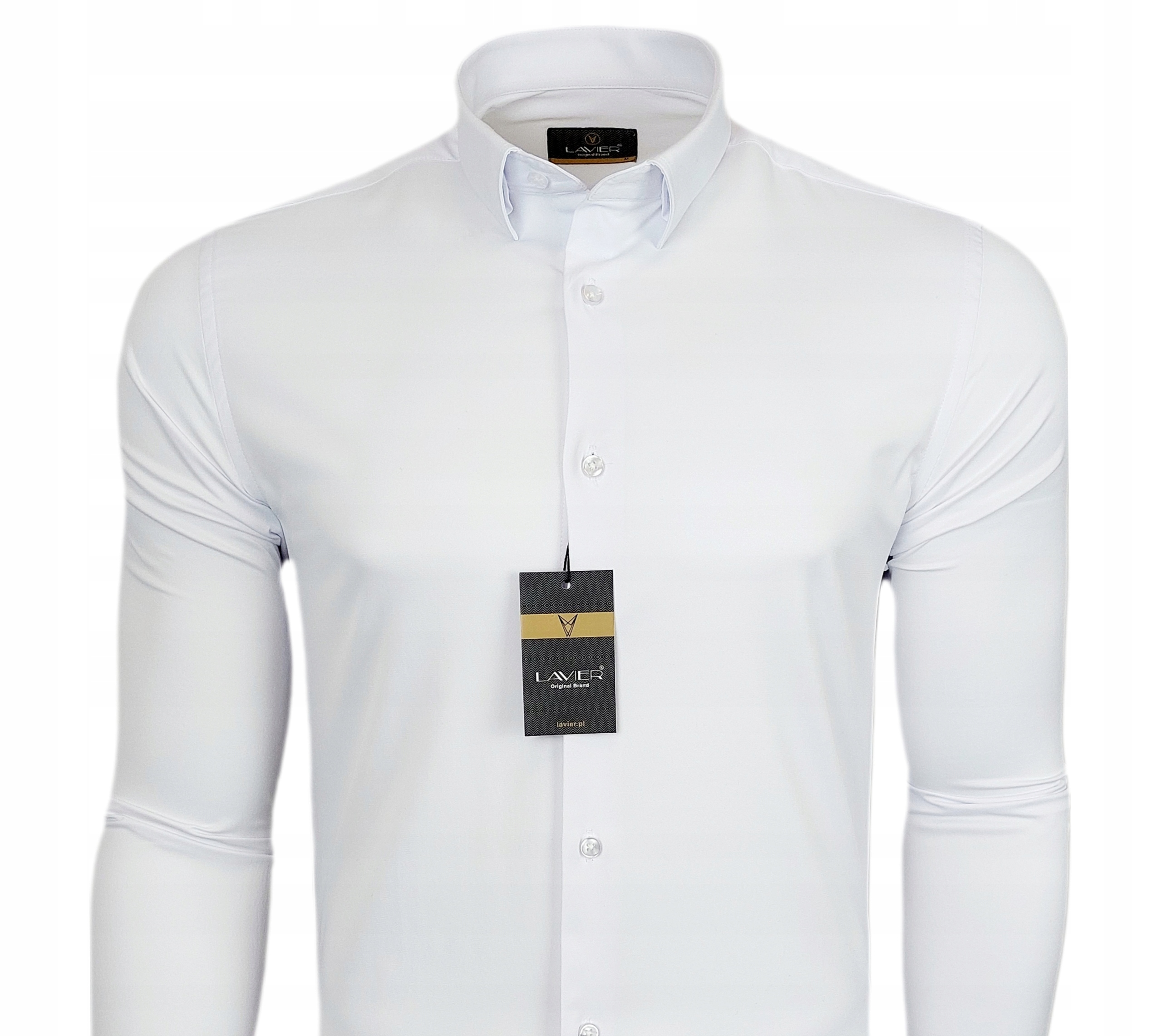 Koszula męska Biała dopasowana Lavier - SLIM FIT Bawełna Rozmiar M Rozmiar kołnierzyka 40