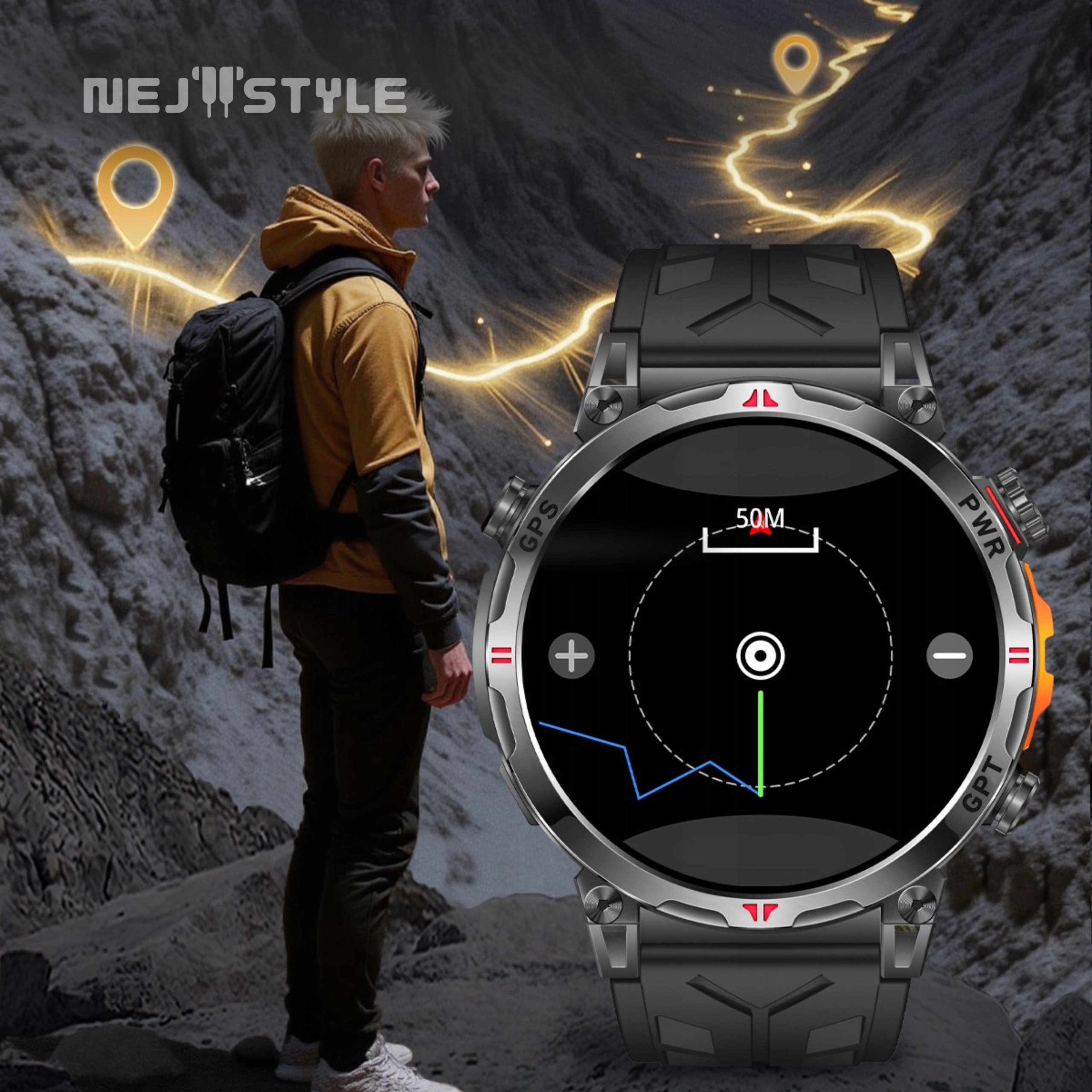 Смарт-годинник Чоловічий GPS Водонепроникний 3ATM AMOLED Розмовляючий 650mAh Меню EN