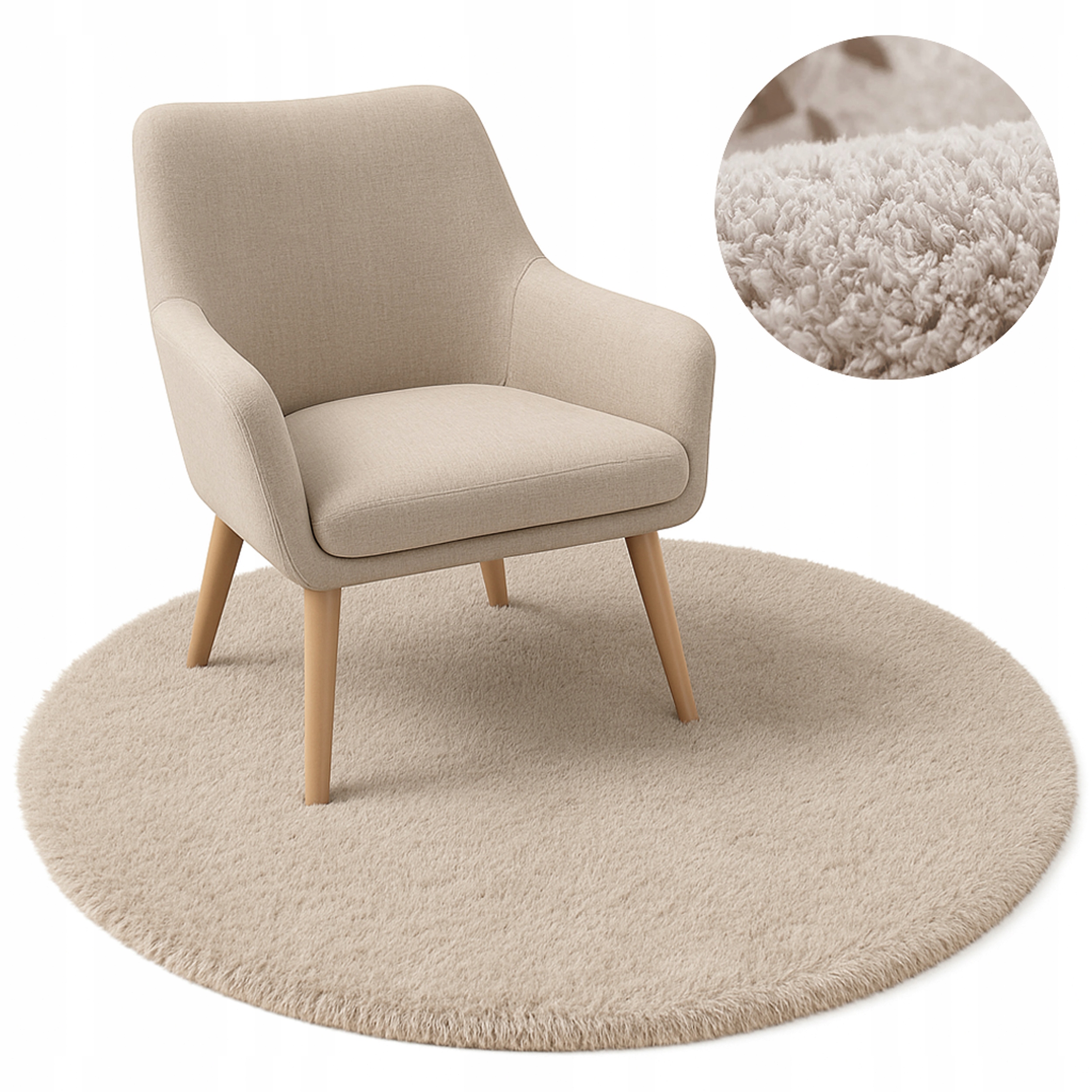 Koberec Kulatý Alpaca protiskluzový měkký, moderní obývací pokoj 200x200