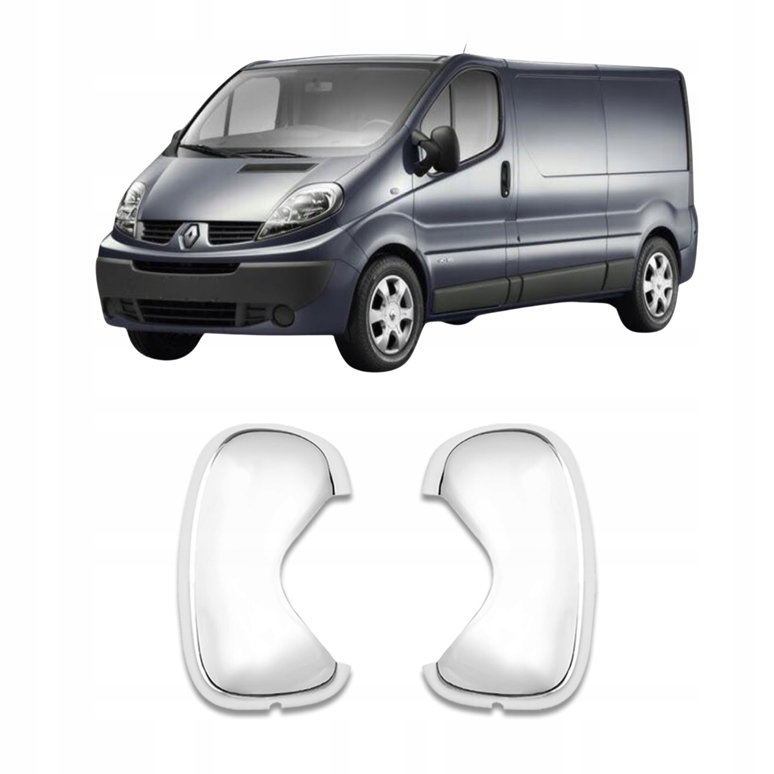 Krytky na zrcátka z plastu Abs, chromované Opel Vivaro 2001-2010