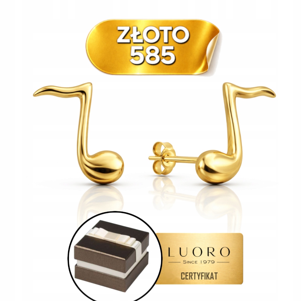 Náušnice Zlaté 585 14K Nutky Tyčinka 7,3X4,1 MM Elegantní Dárek