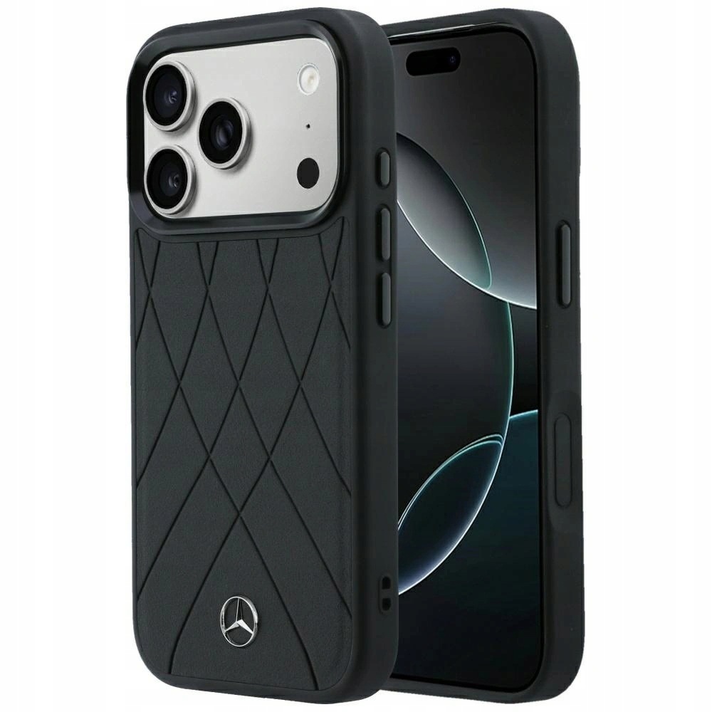 Etui Mercedes Leather Crossed Lines MagSafe na iPhone 17 Pro 18 Pro