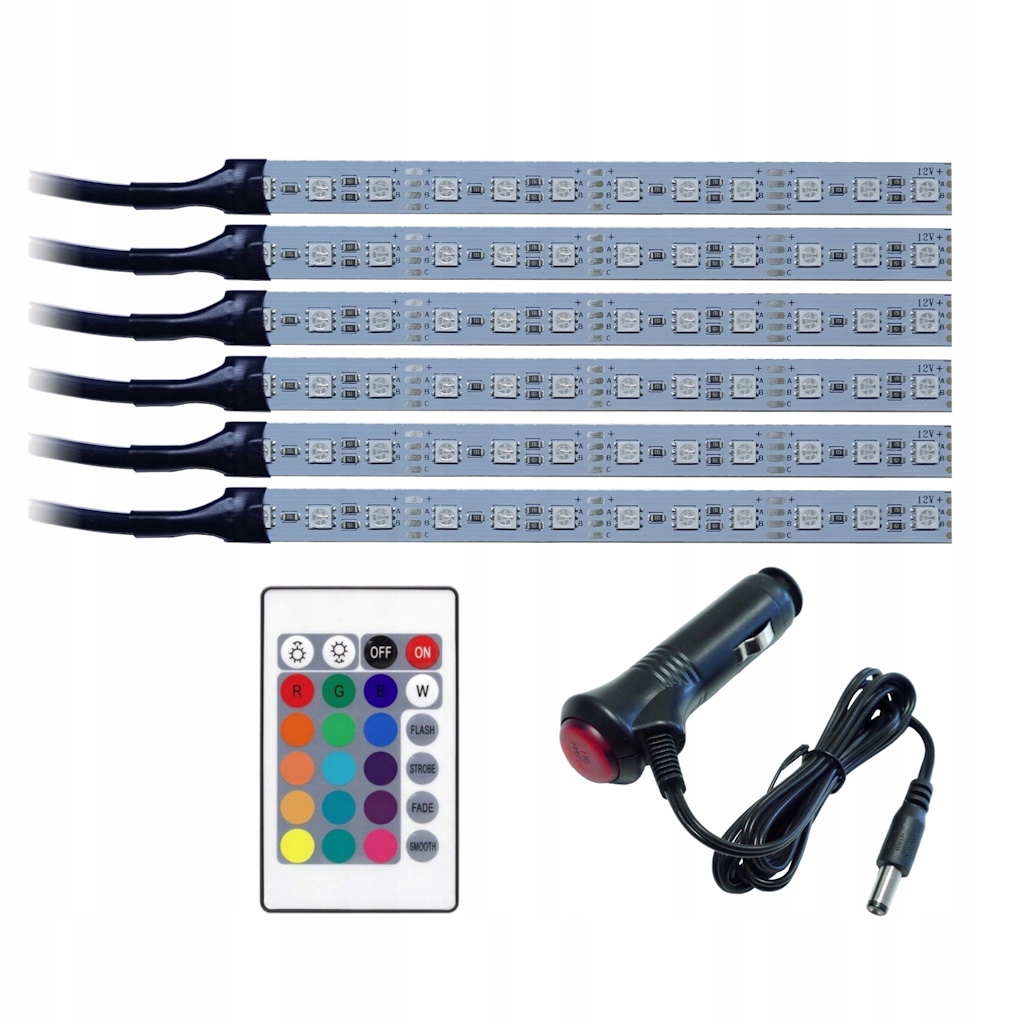 Led interiér kabiny auta Rgb 6x20 cm Bluetooth