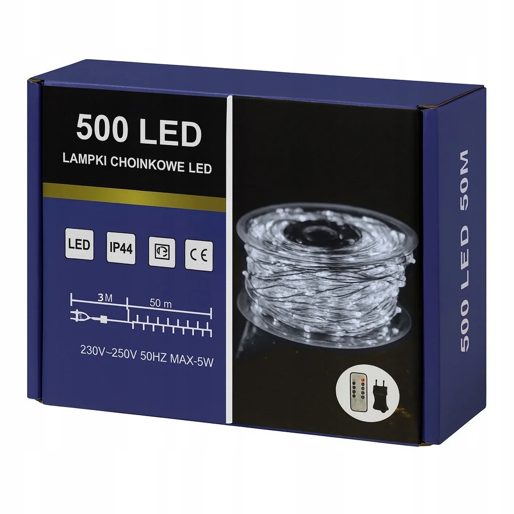 Vánoční Osvětlení Na Stromeček 500 Led Mikro Drátek 50 m Studená bílá, dálkové ovládání