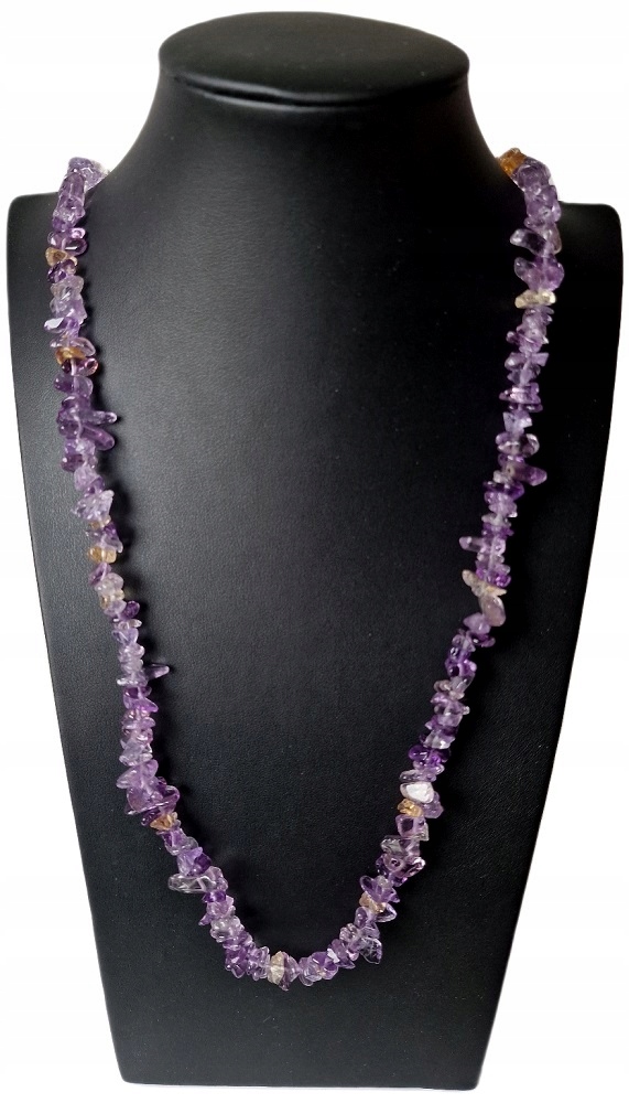 Ametryna Přírodní Náhrdelník Dlouhý Šňůrka Citron Ametyst Manipura Sahasrara