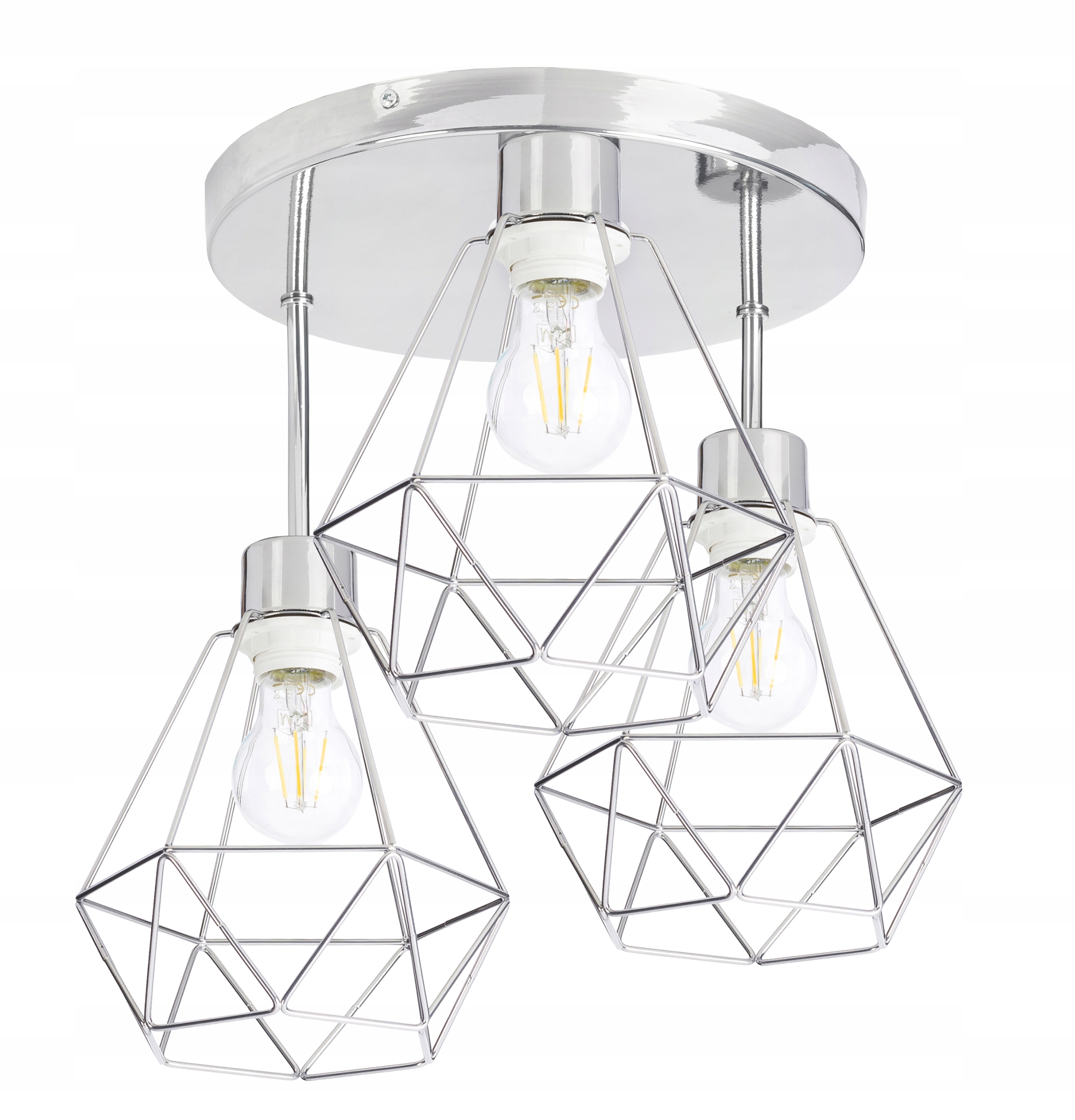 Lampa stropní svítidlo lustr vysoký loft diamant 3 chrom