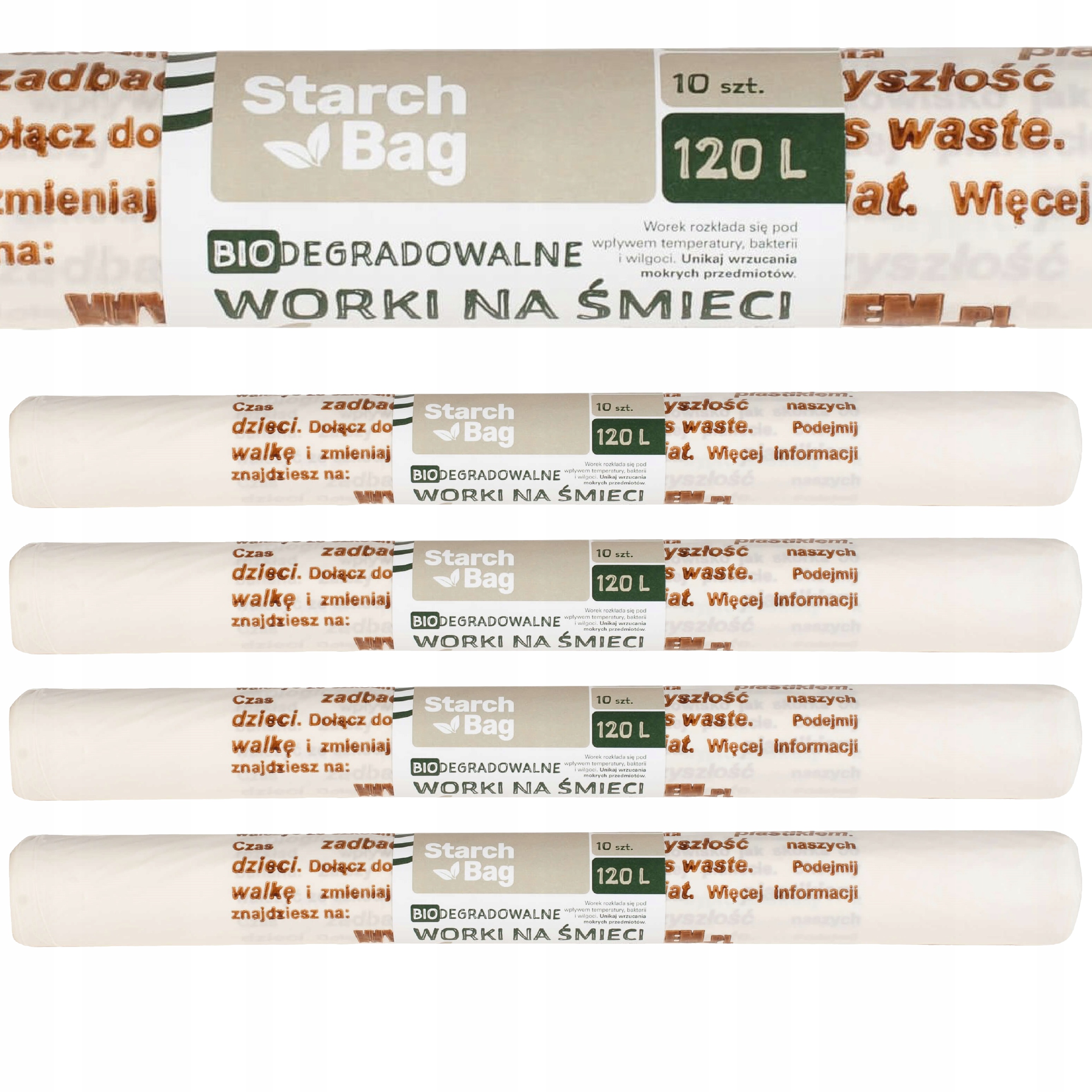 Velké pytle na odpadky 120L Bio kompostovatelné 50x