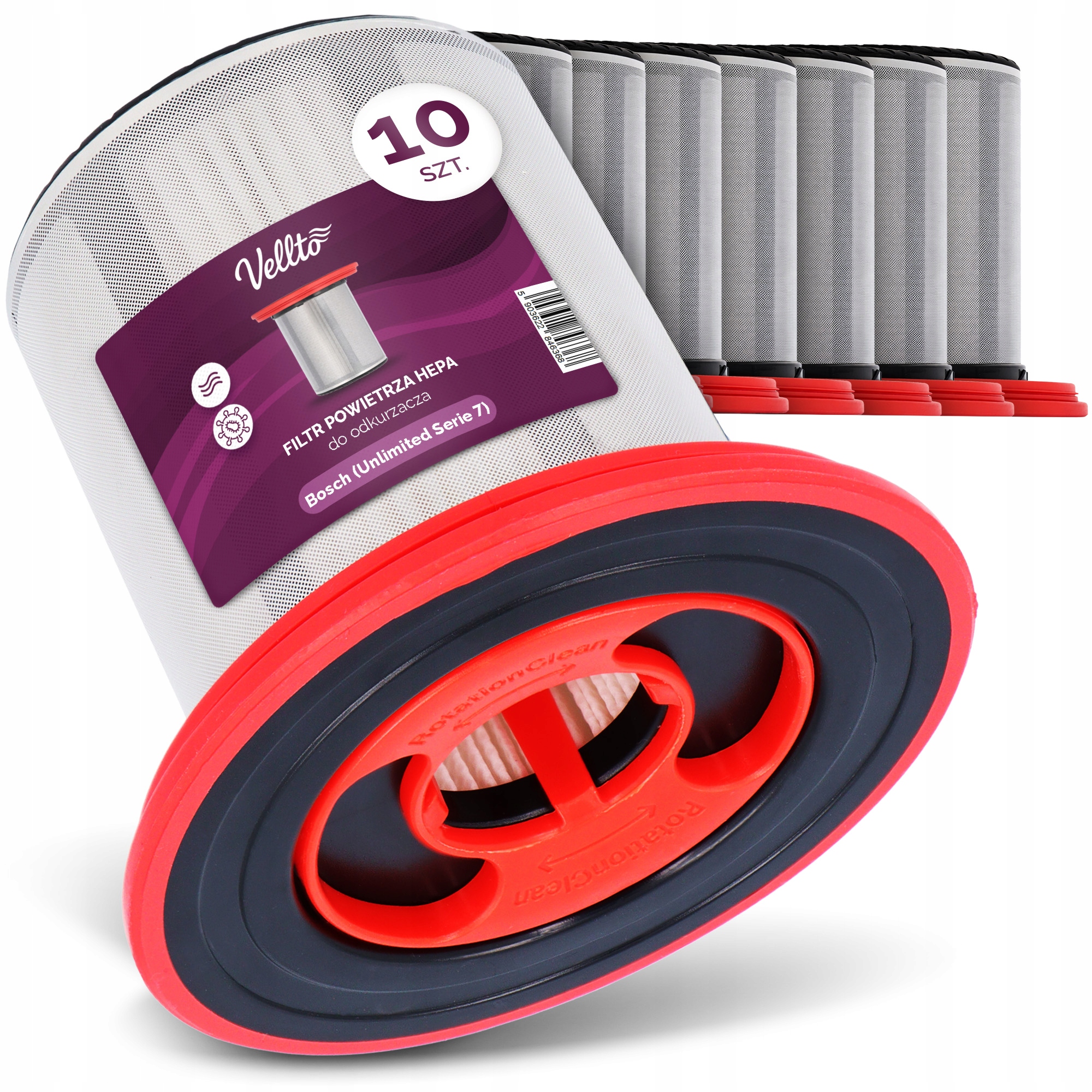 10 x Vzduchový Filtr pro vysavač Bosch Unlimited Serie 7 BBS711 Hepa Em-v