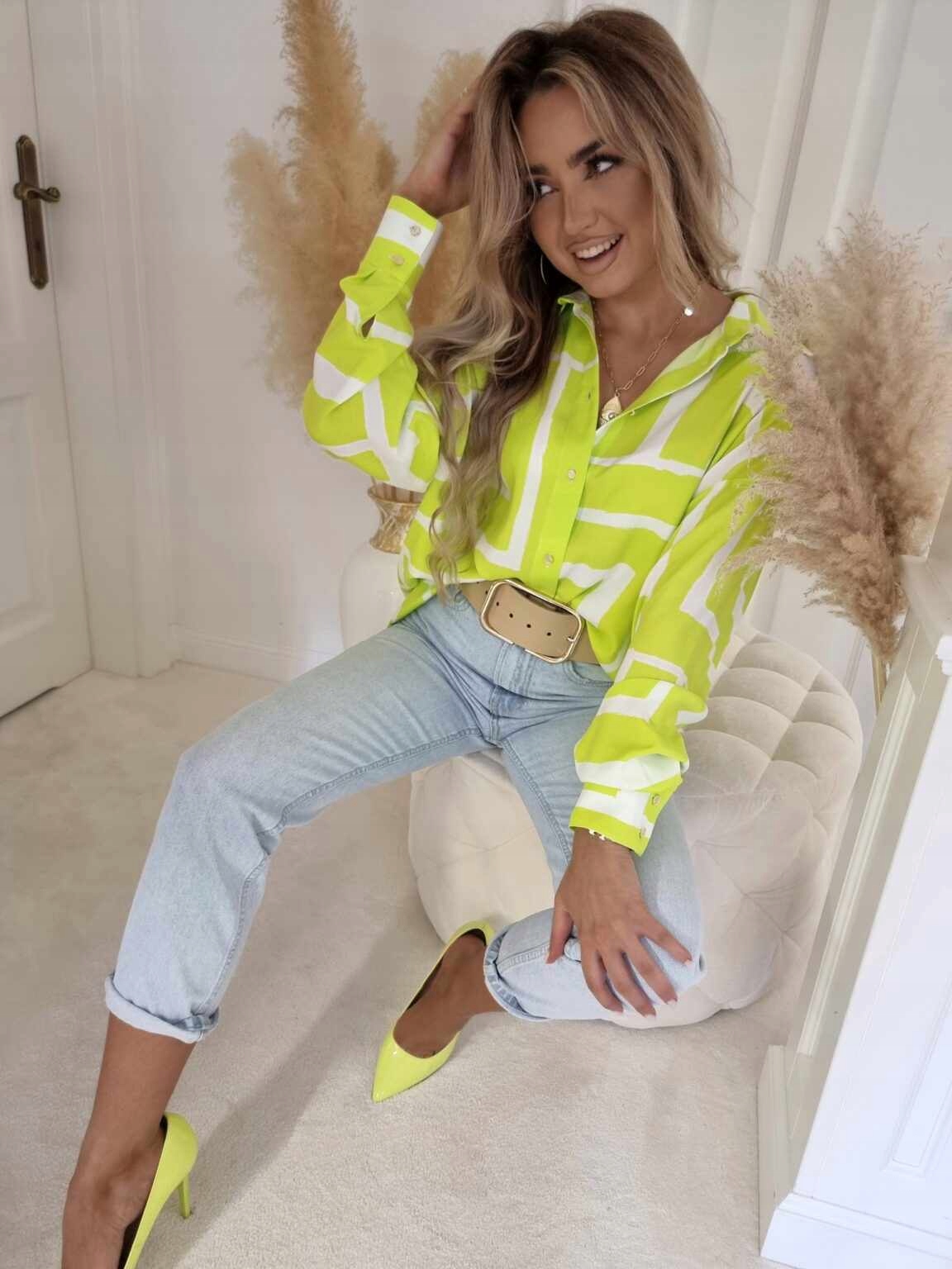 KOSZULA DAMKSKA BY ME OVER SPRING LIMONKA [Kolor: żółty, ROZMIAR: XS/S] Rozmiar XS