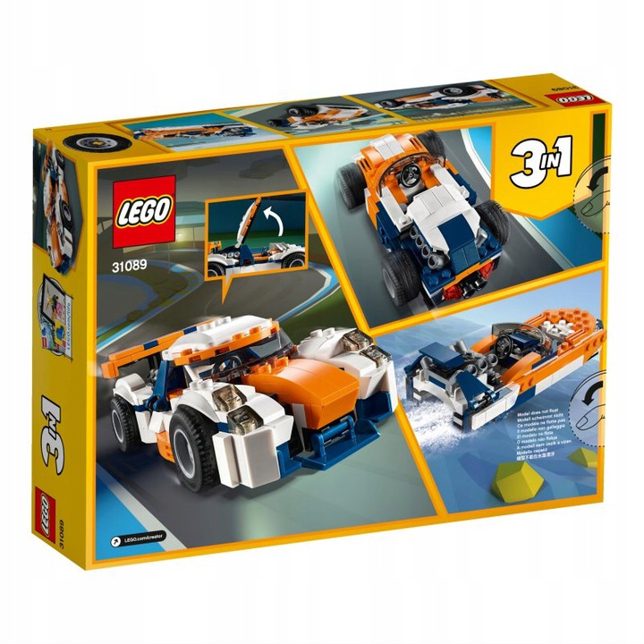 LEGO CREATOR 31089 Słoneczna Wyścigówka Samochód 3w1 Łódka Kabriolet EAN (GTIN) 5702016367843
