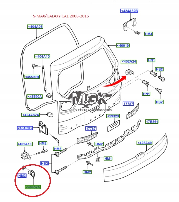 ODBÓJ KLAPY TYLNEJ FOCUS MK2 DO 2008 KOMBI / S-MAX Jakość części (zgodnie z GVO) O - oryginał z logo producenta pojazdu (OE)