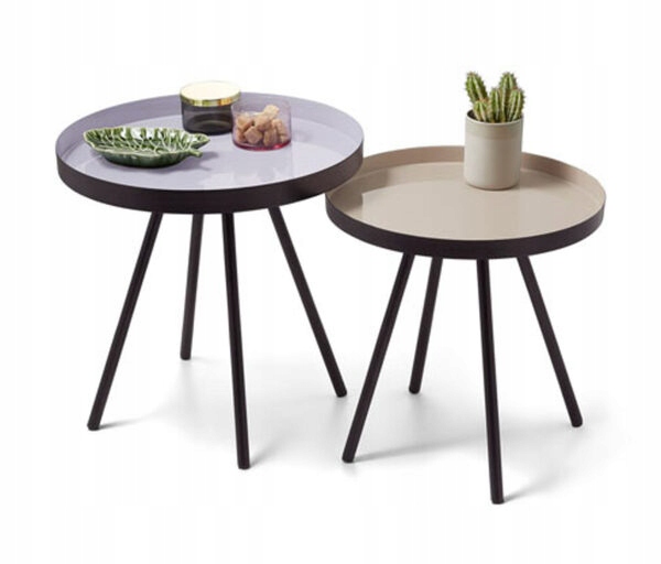 Sada 2 kovových stolků, černé