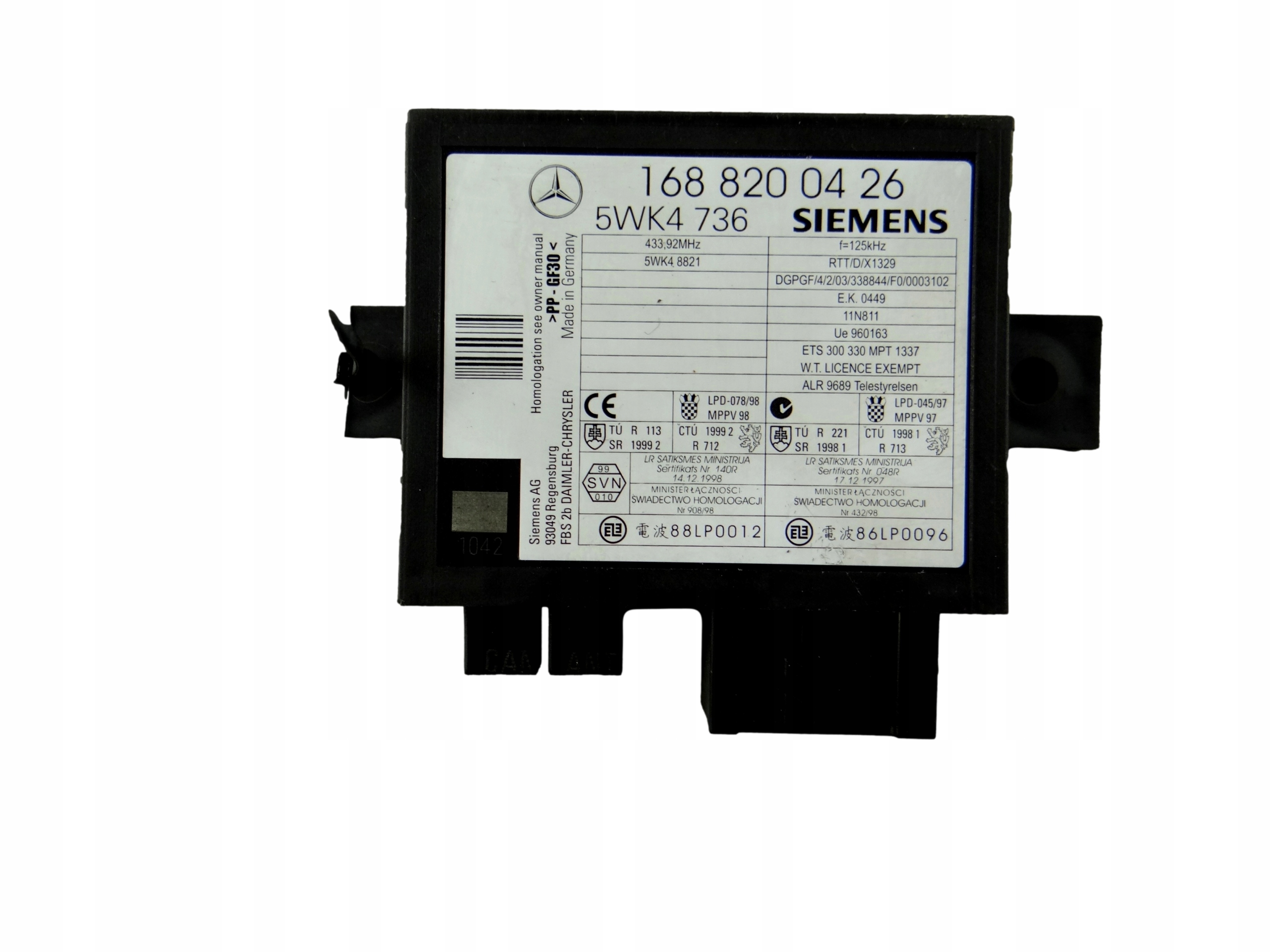 modulo IMMOBILIZER MERCEDES A170 168 820 04 26