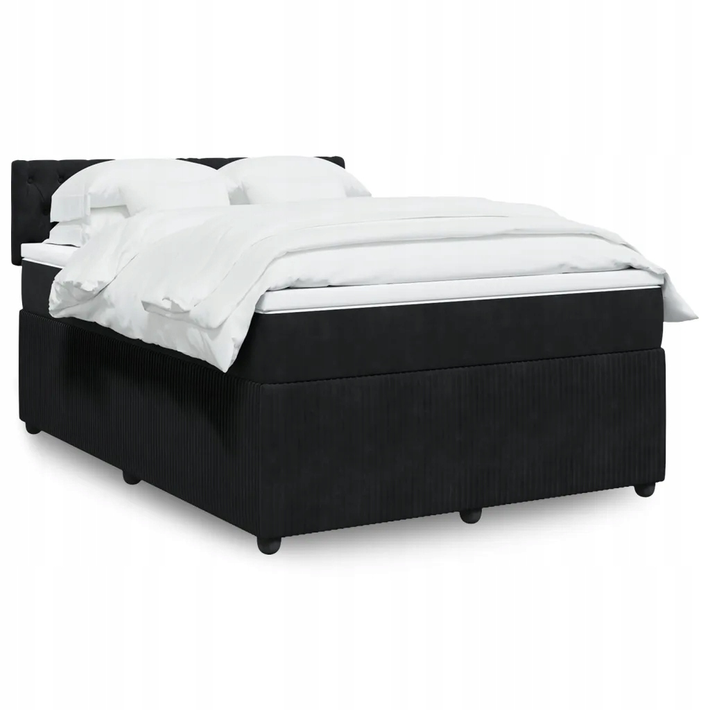 Box spring postel s matrací černá 140x200 cm samet Černý 3287766