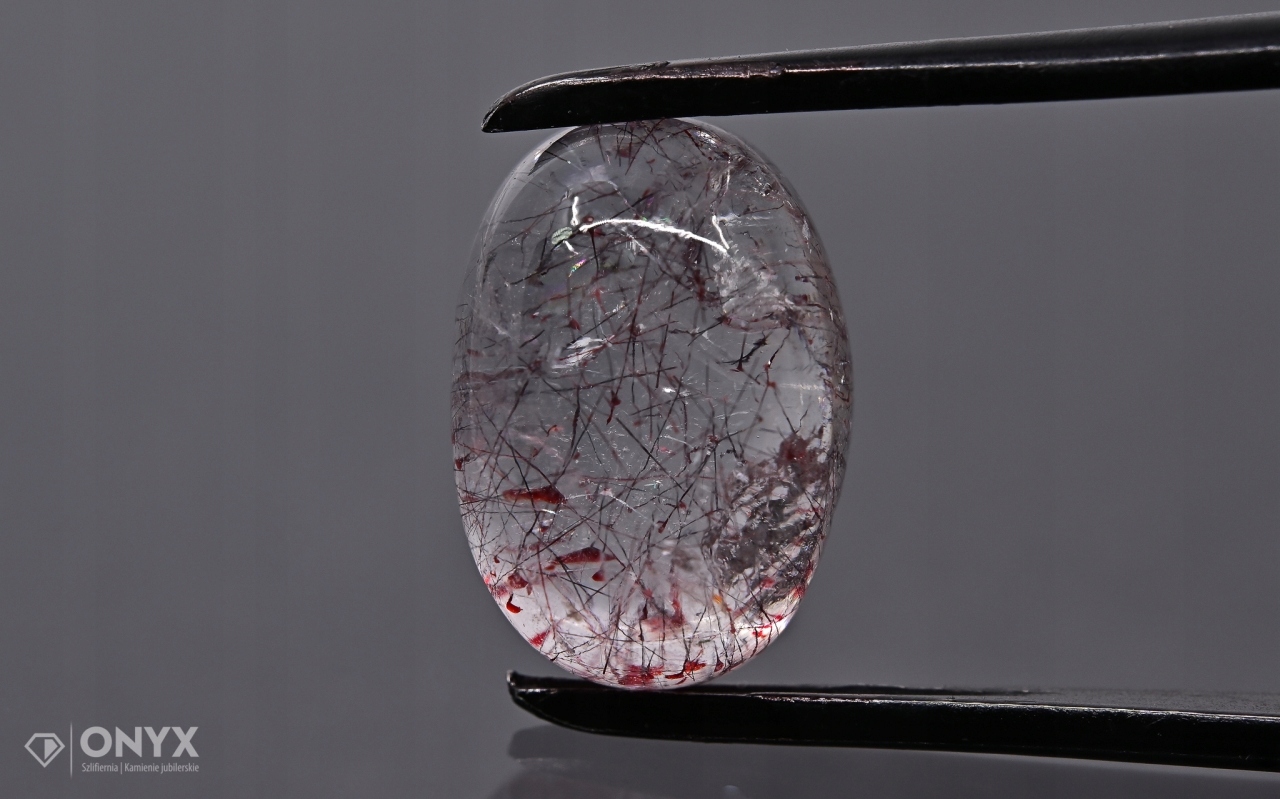 Jahodový křemen kabošon ovál 14,5x10 mm