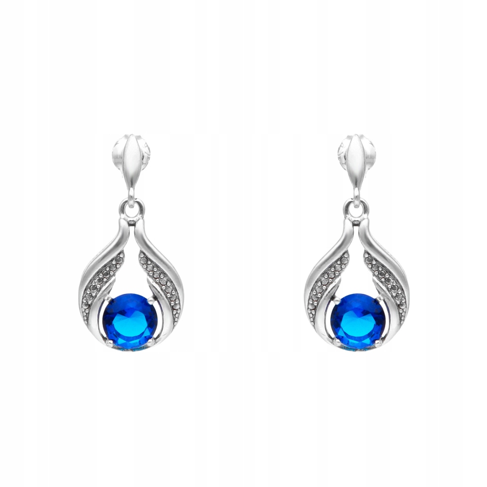 Náušnice se safírovými zirkony stříbro