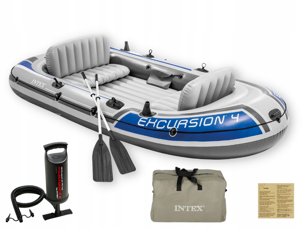 PONTON WĘDKARSKI TURYSTYCZNY NADMUCHIWANY INTEX PVC WIOSŁA ALUMINIUM 4 OS