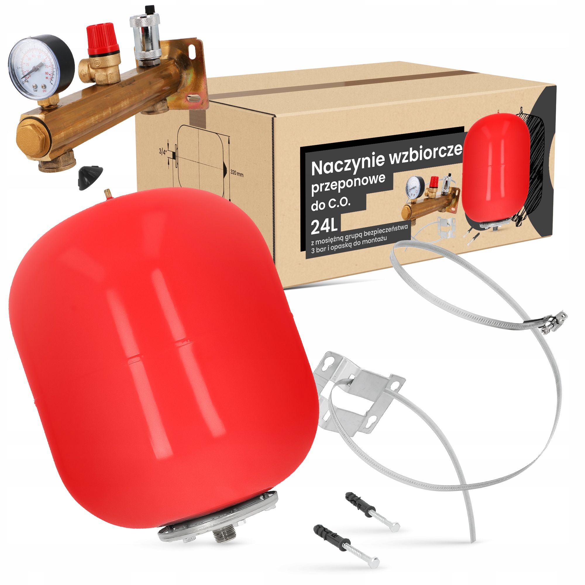 Membránová expanzná nádoba C.o. 24L Mosadzná skupina Opaska Ad