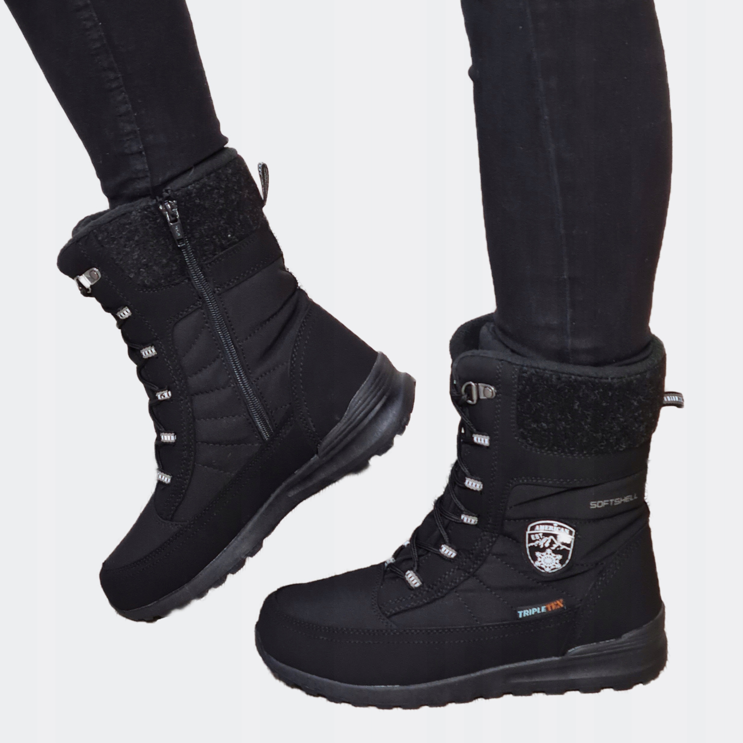 Śniegowce American Botki Trapery Ciepłe Czarne 40 Marka American Club