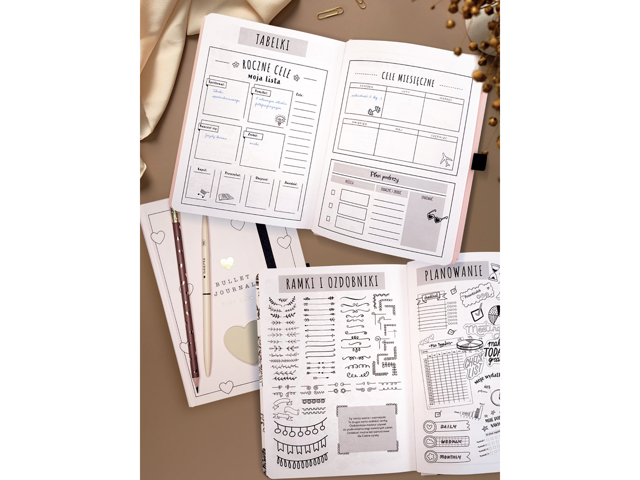 ORGANIZER Journal PLANER Notes A5 240 BUJO HEARTS Okładka twarda