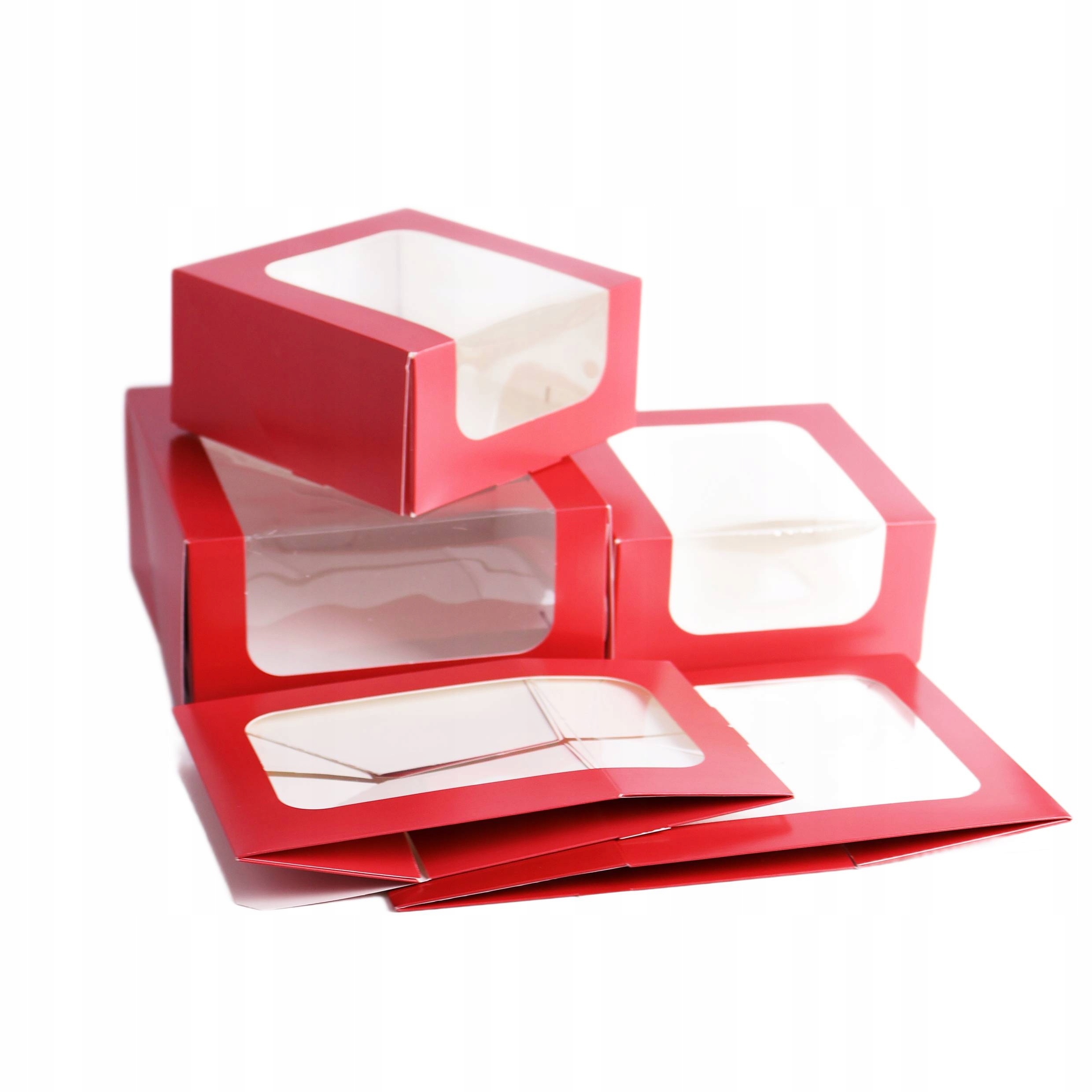 Pudełko cukiernicze malinowe czerwone 18x18x8 50 szt Tortino