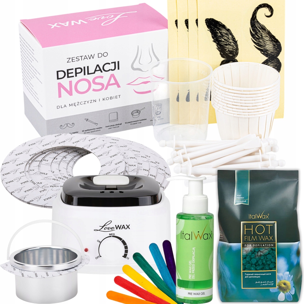 Sada na odstraňování chloupků z nosu topné těleso kroužek špachtle Vosk Gel