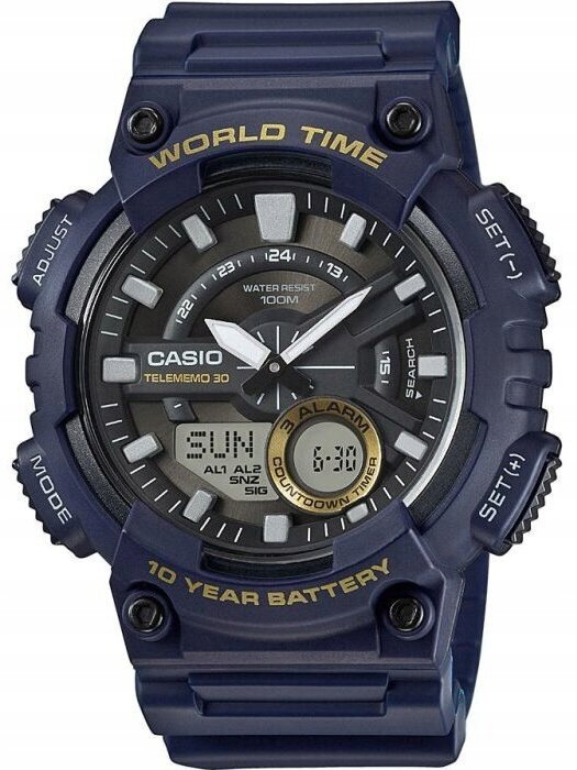Pánské Hodinky Casio AEQ-110W-2AVEF Tmavě Modré Stopky 100 M Pro Den Chlapců