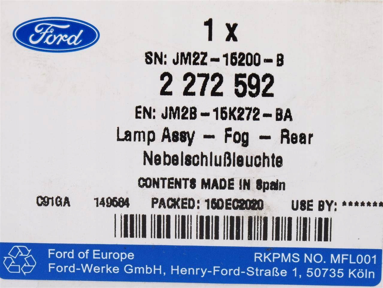 SWIATLO PRZECIWMGIELNE TYL PRAWE S MAX GALAXY 15 Installation side right