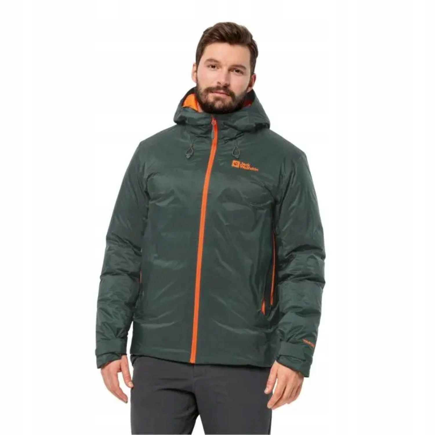 Pánská péřová bunda Jack Wolfskin Cyrox 2L s kapucí zelená vel. S