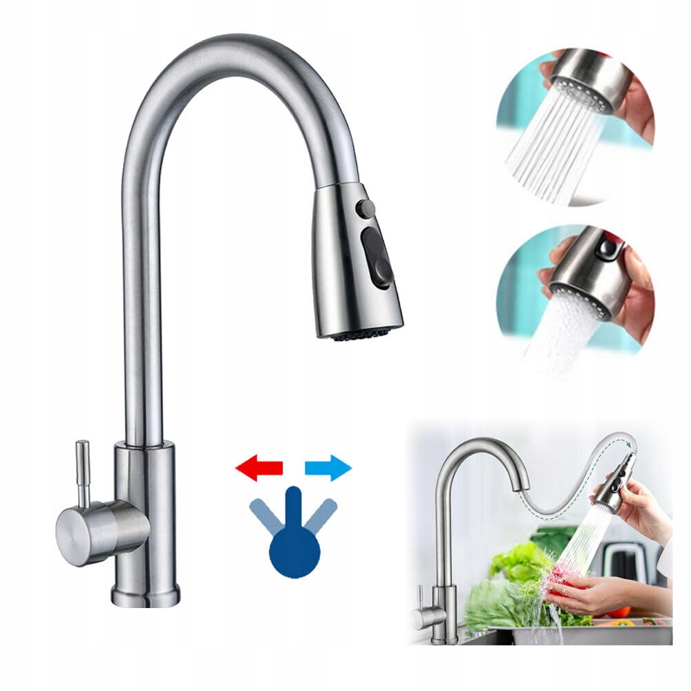 Kuchyňská Dřezová Baterie Flexibilní Ramínko S 2x Hadicí 70 cm 3/8"