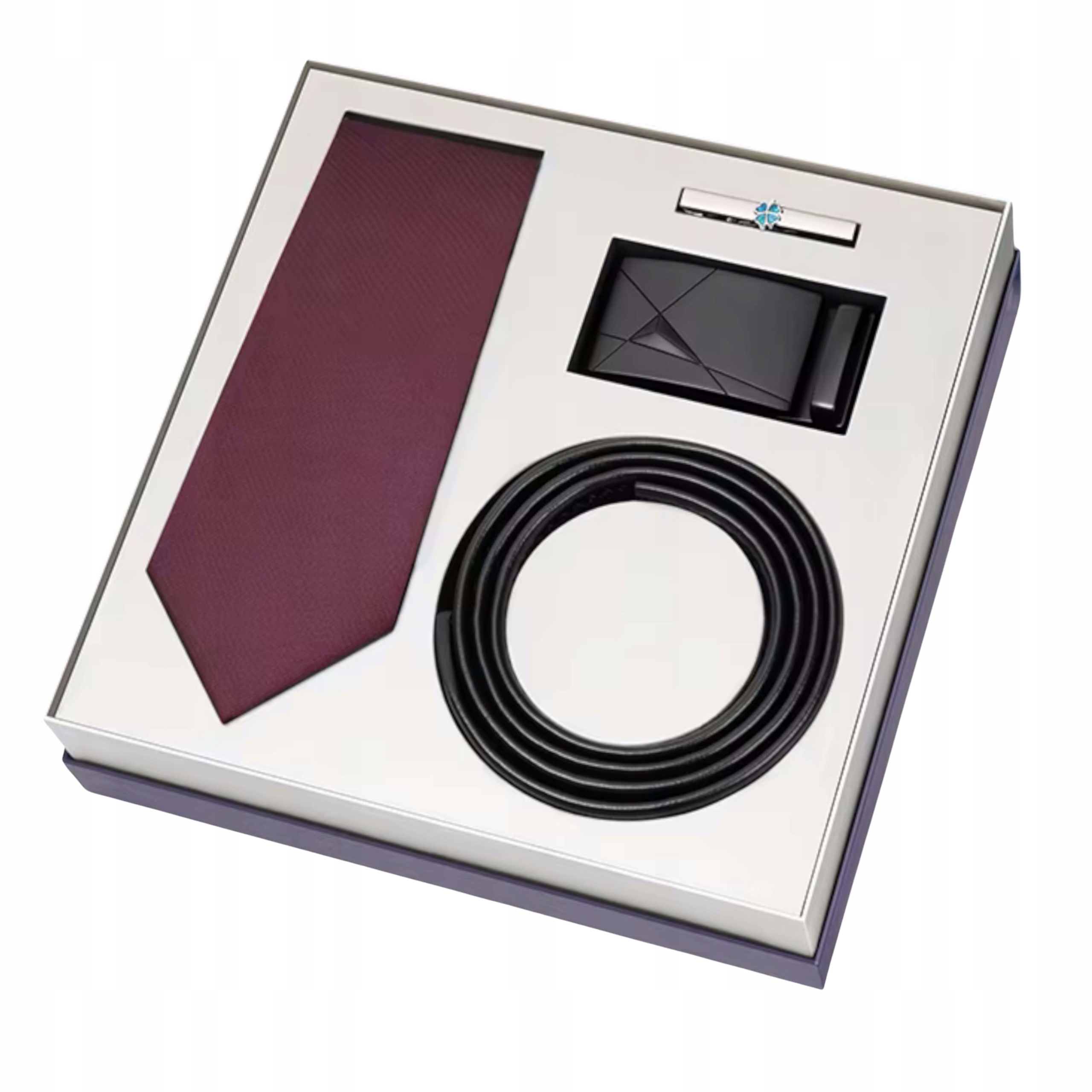 Dárková Sada Pánská Kravata Vínová Pásek Sponka Kabelka Bonus