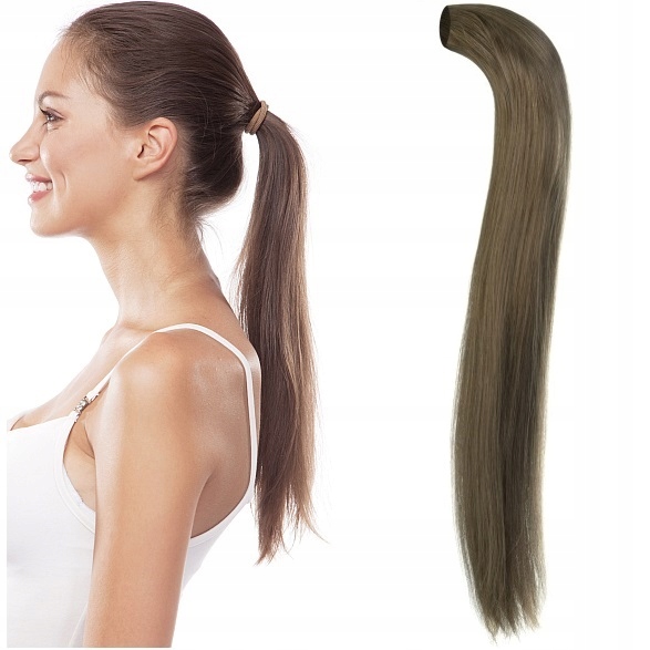 Připínací Poník 100% Přírodní Vlasy Připínací Kitka Pony světle hnědý 6