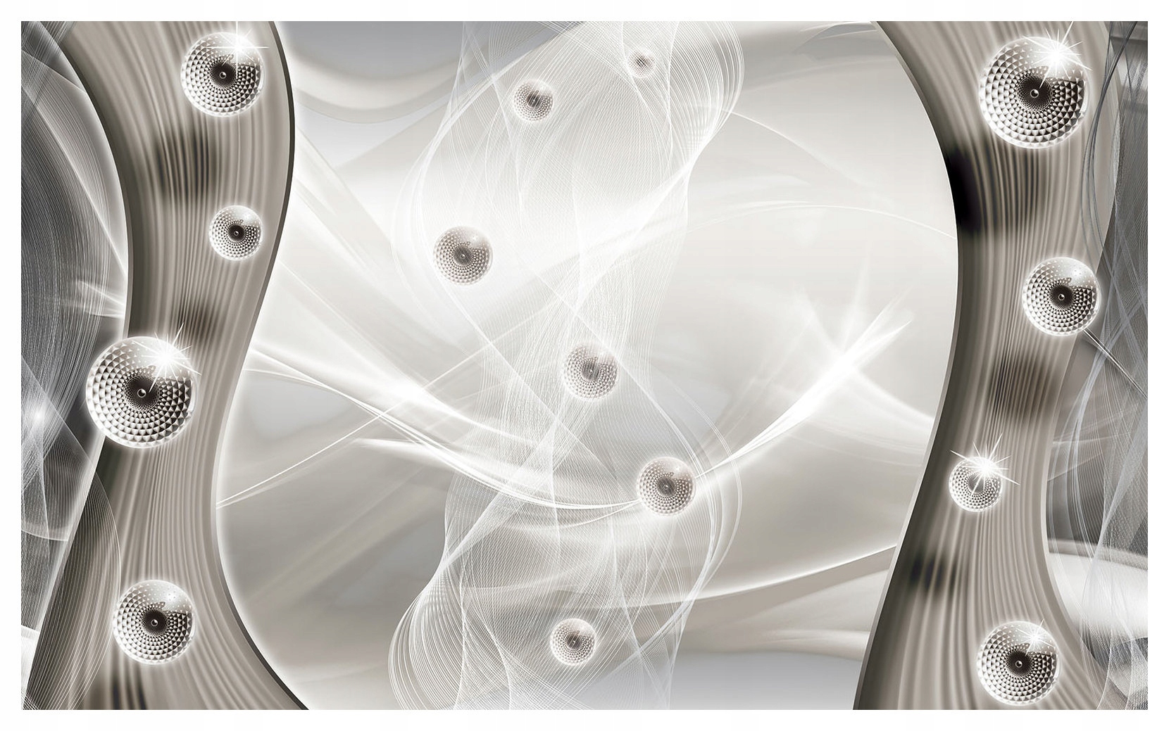 Vliesová fototapeta Stříbrné koule abstrakce linie vzory 254x184 lepidlo
